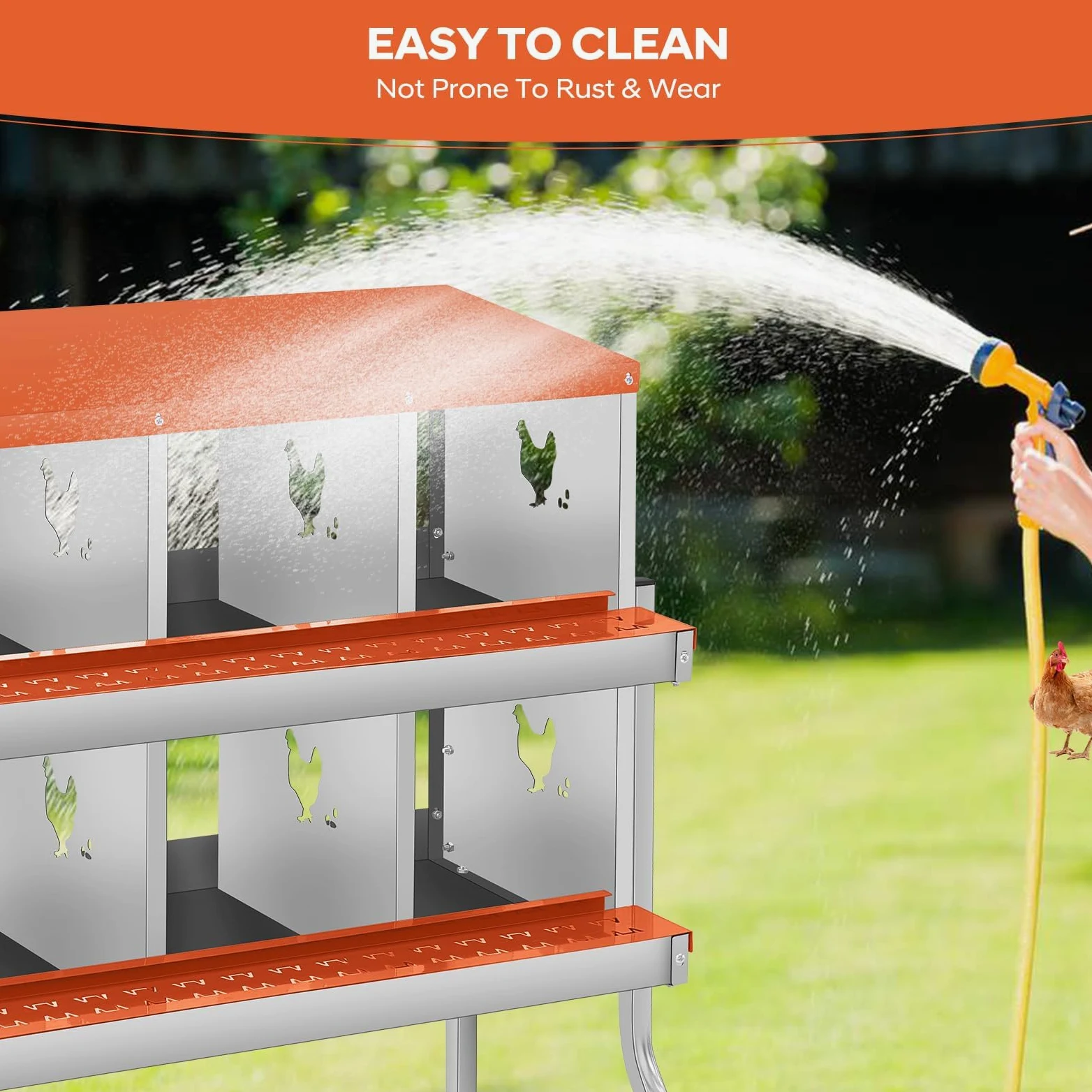 Garvee Caja de anidación de Pollos, Nido de 6 cámaras para Pollos, Soportes de plástico, Nido para gallinas, instalación montada en la Pared, fácil de Limpiar, ventilado, Duradero,Rojo