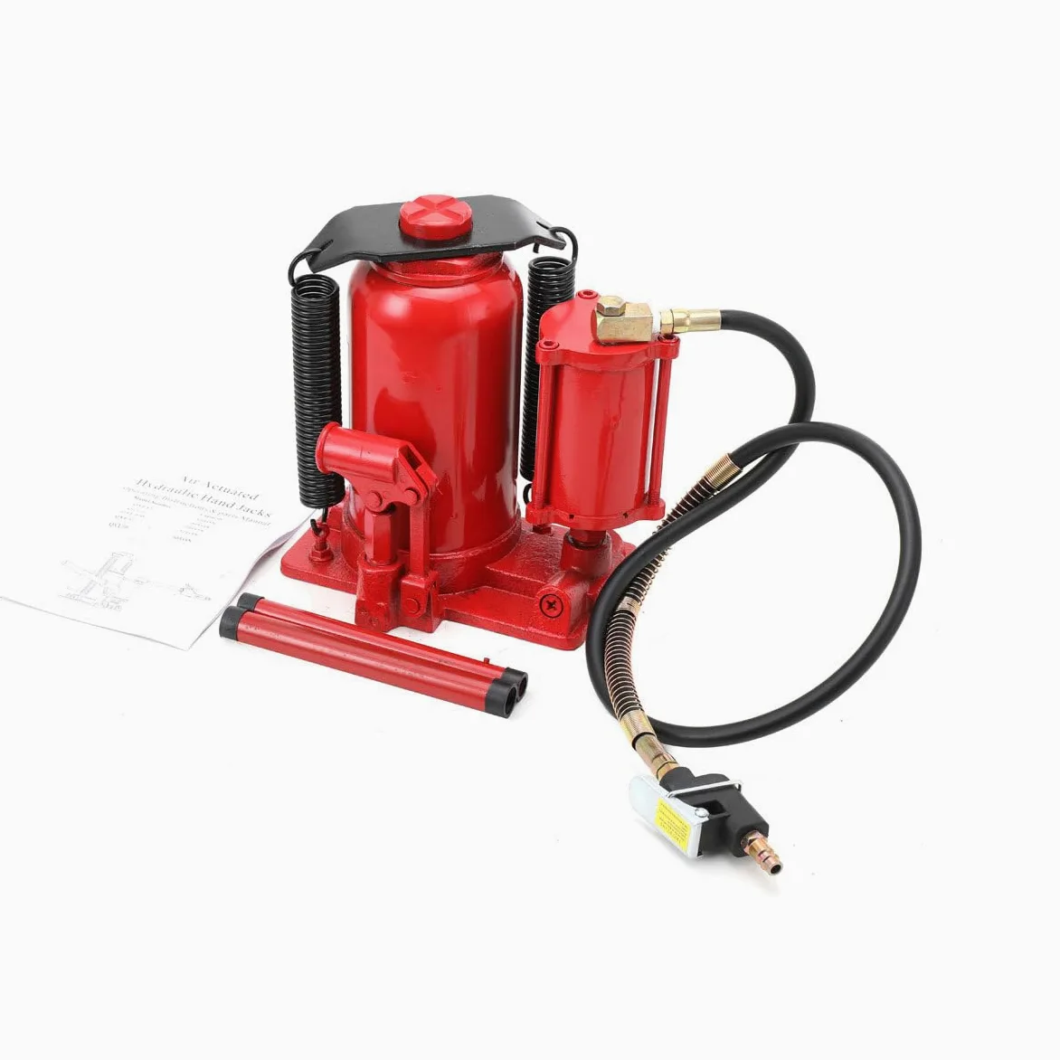 Gato hidráulico de botella 20T con elevador de botellas, cilindro hidráulico, gato hidráulico con palanca de bomba plegable, altura de elevación 260-510 mm, conexión de aire comprimido 1/4