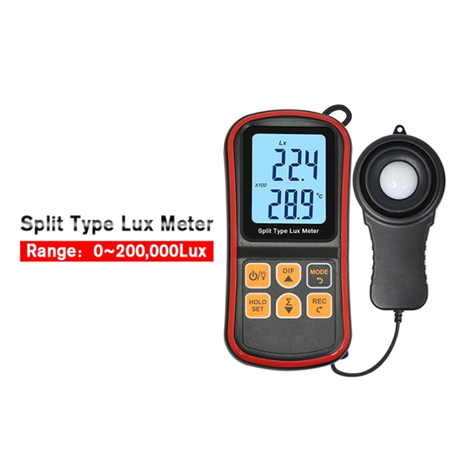 Espectrofotómetro, Medidor De Lux Dividido Digital GM1030 Medidor De Luz 0~200000 Lux Luxómetro Instrumento Probador De Iluminancia Medidor De Luz LCD Fotómetro