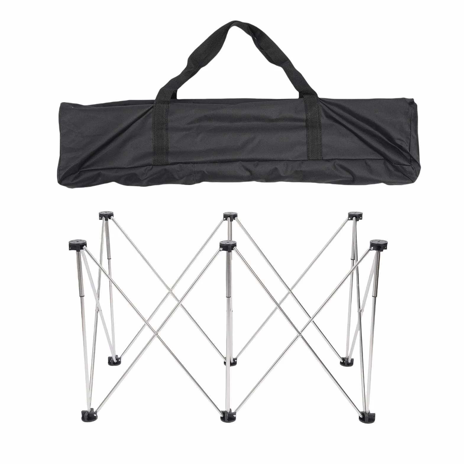 FTVOGUE Pata de Banco de Trabajo Portátil Pata de Soporte de Trabajo Plegable de Acero Inoxidable Capacidad de 600 Kg Diseño Telescópico de 6 Patas Configuración Rápida con Bolsa de Almacenamiento