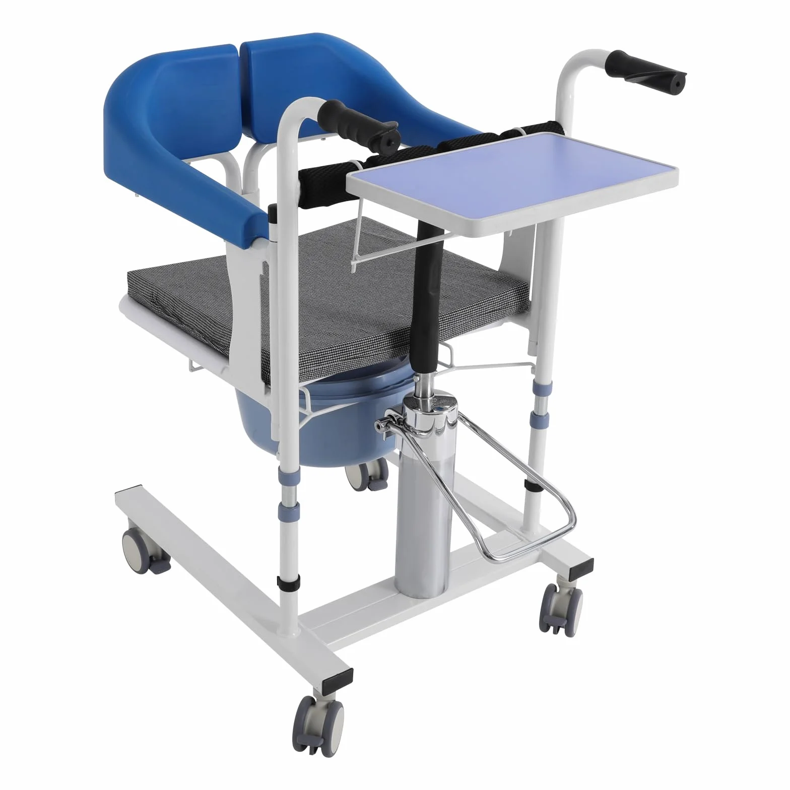 Elevador de pacientes, silla hidráulica de transferencia para pacientes, silla de transferencia hidráulica con ruedas para enfermos, ancianos con doble fijación (hebilla de seguridad y botón