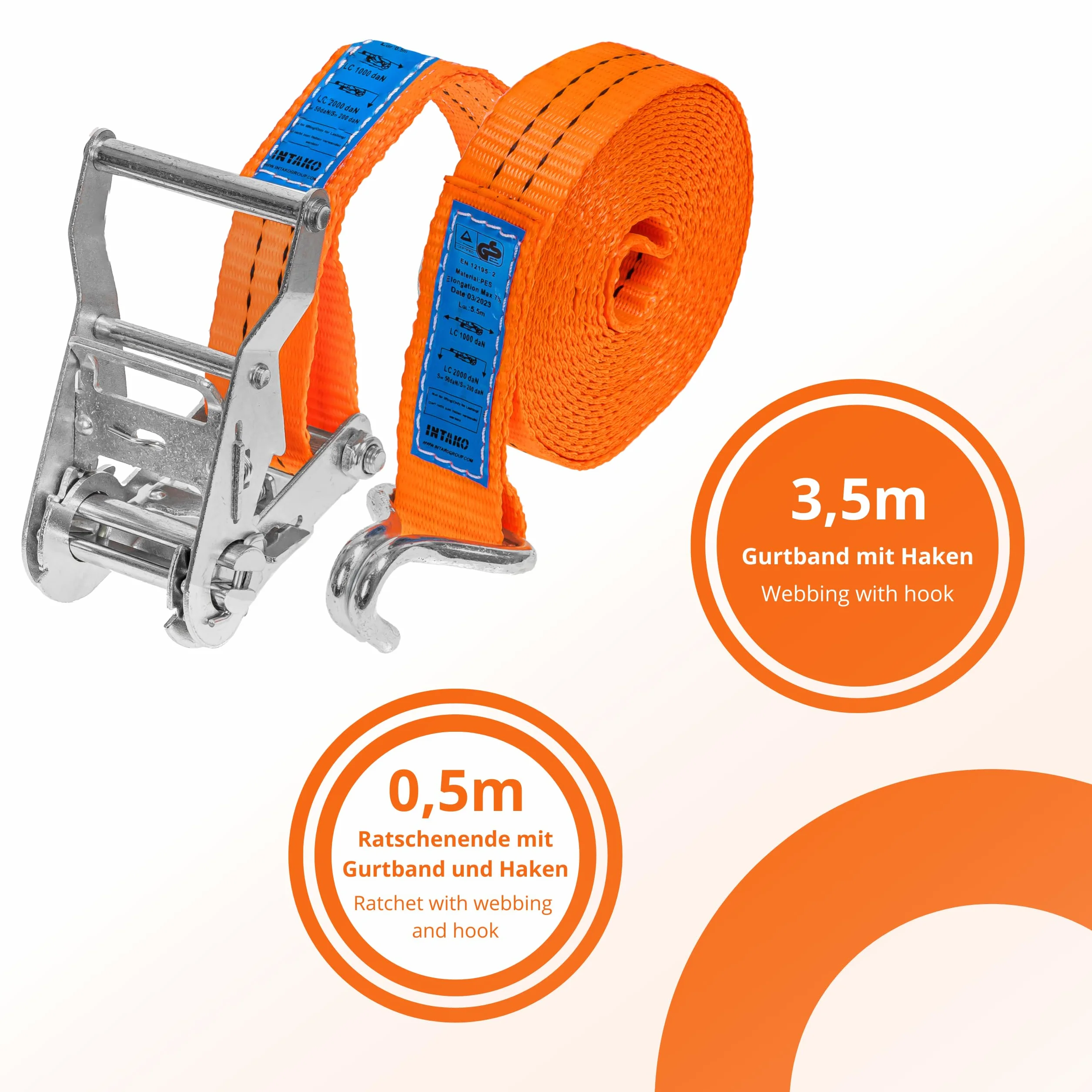 Cinchas de Amarre con Carraca 4 Piezas 4m 2000 kg 35 mm Naranja