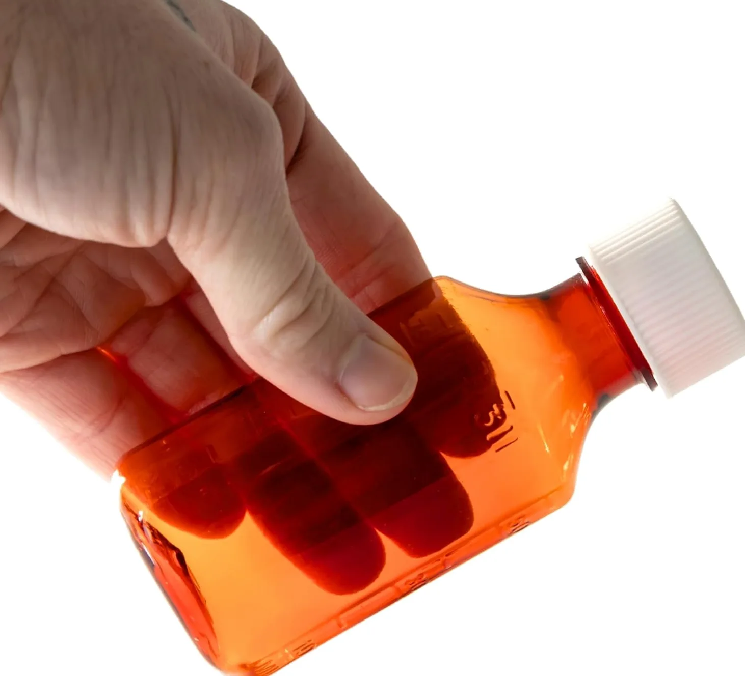 Botellas vacías de plástico ámbar para medicamentos líquidos con tapas resistentes a los niños, caja de 100 botellas dispensadoras ovaladas de medicamentos farmacéuticos con tapas de seguridad,