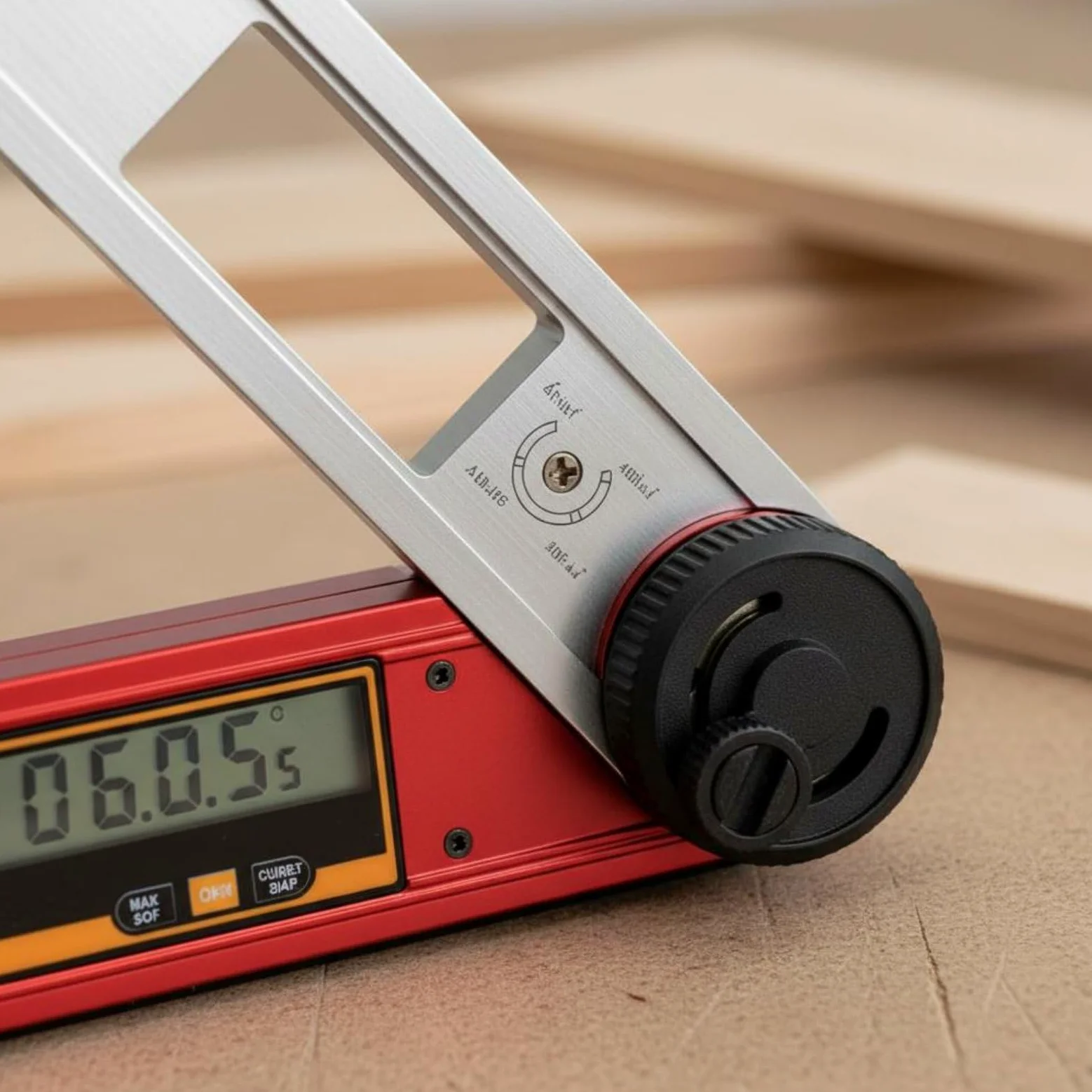 F Fityle Medidor de Ángulo Digital Inclinómetro Goniómetro Regla con Función 360 Grados Niveles de Burbuja y Pantalla Estable Cuerpo de Aluminio Brazo de Acero , Rojo , Ace-360h
