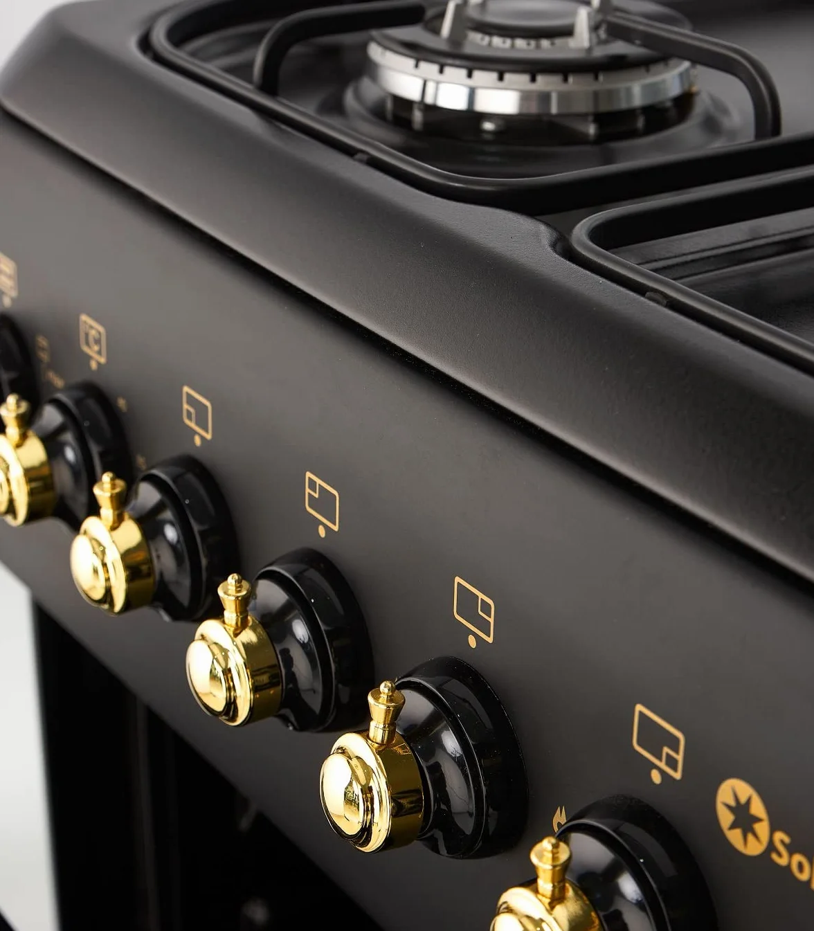 SOLTHERMIC F6S40E5RB Cocina Gas con Horno Eléctrico Turbo 60 cm 4 Fuegos Encendido Automático Horno Multifunción 60 L Negra