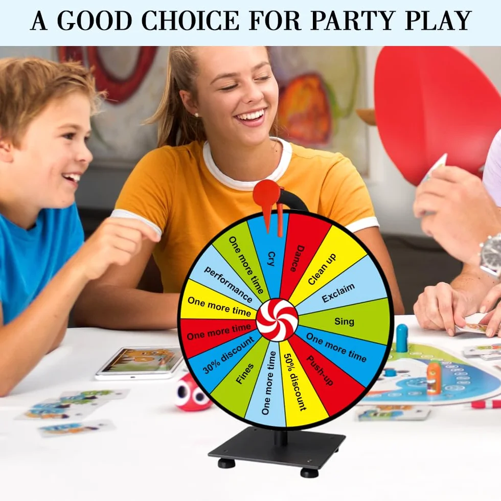 Rueda de La Fortuna 30CM con Marcador y Borrador, Juego de Ruleta Reutilizable para Carnaval Feria Fiesta