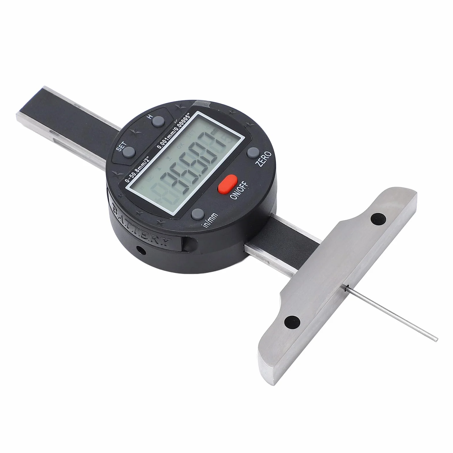 Medidor de profundidad digital LCD 0-50,8 mm USB base de acero aleado