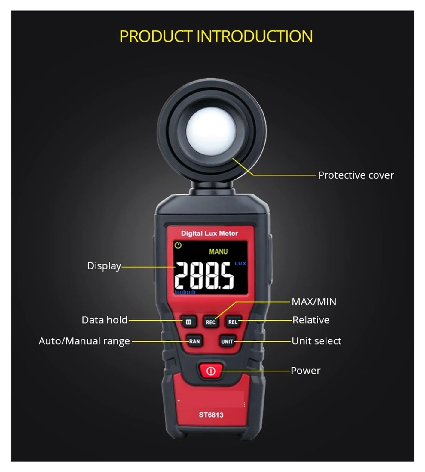 Fotómetro digital, luxómetro, comprobador de luz, espectrómetro fotográfico, detector luminosidad portátil, 1 a 200 000, pantalla LCD,Alta precisión