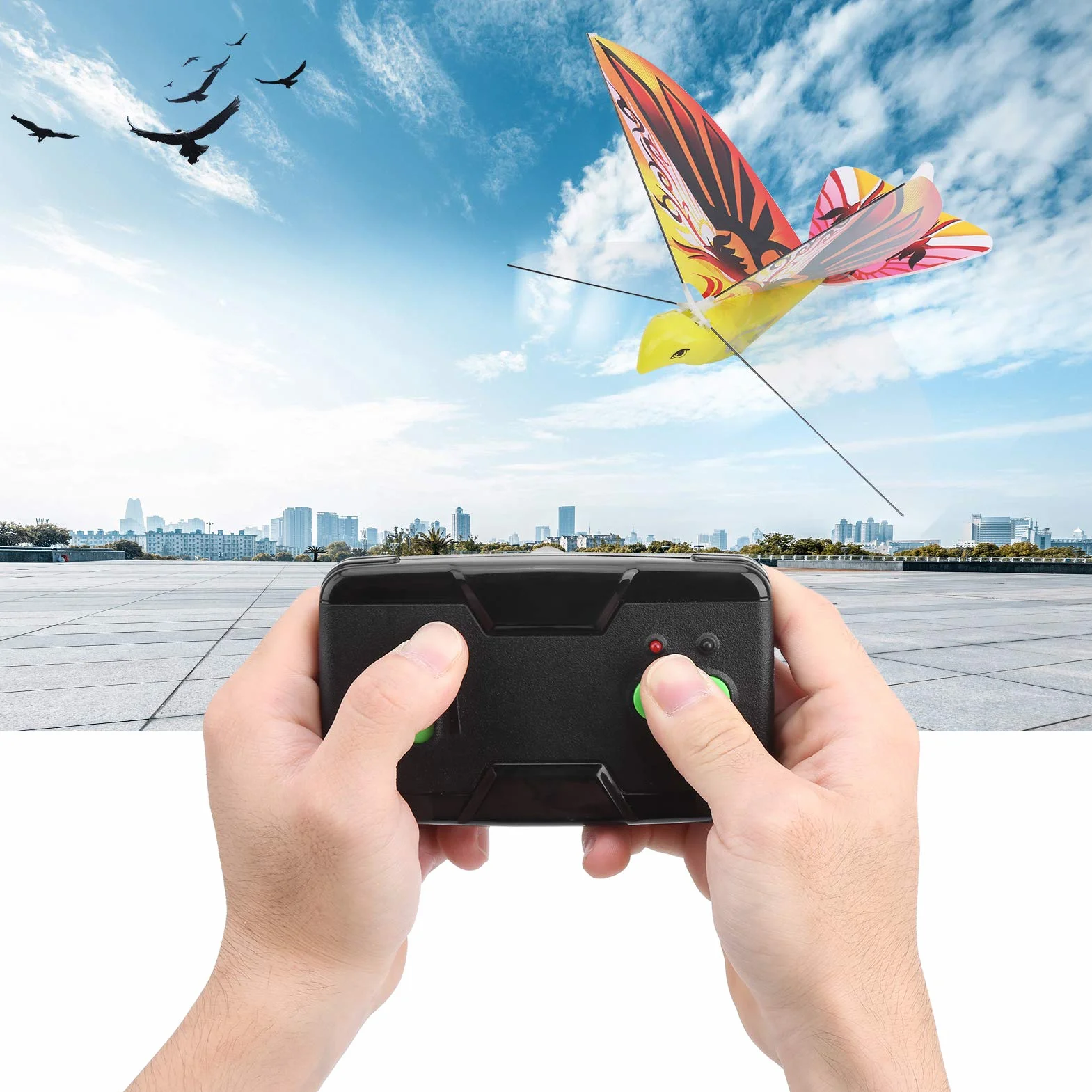POENVFPO Pájaro Volador RC 2.4 GHz con Luces LED, Material EPP