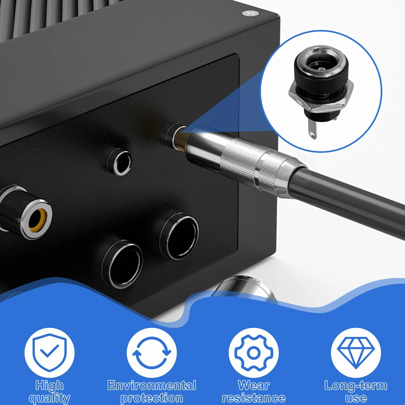 Conector de Alimentación DC 5,5 x 2,1 mm, Conectores Hembra CC de 2 Pines, 15 Piezas para Proyectos Electrónicos