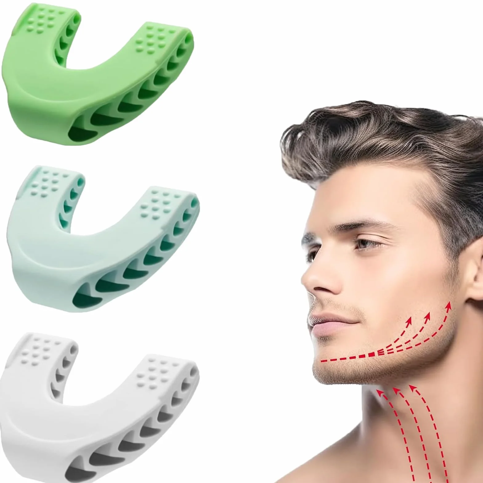 Jawline Trainer,Entrenamiento de mandíbula para Hombres,Entrenador de mandíbula Muscular de masetero de Silicona,ejercitador Jawline para Hombres y Mujeres, Mandibula Ejercicio(3 Colores)