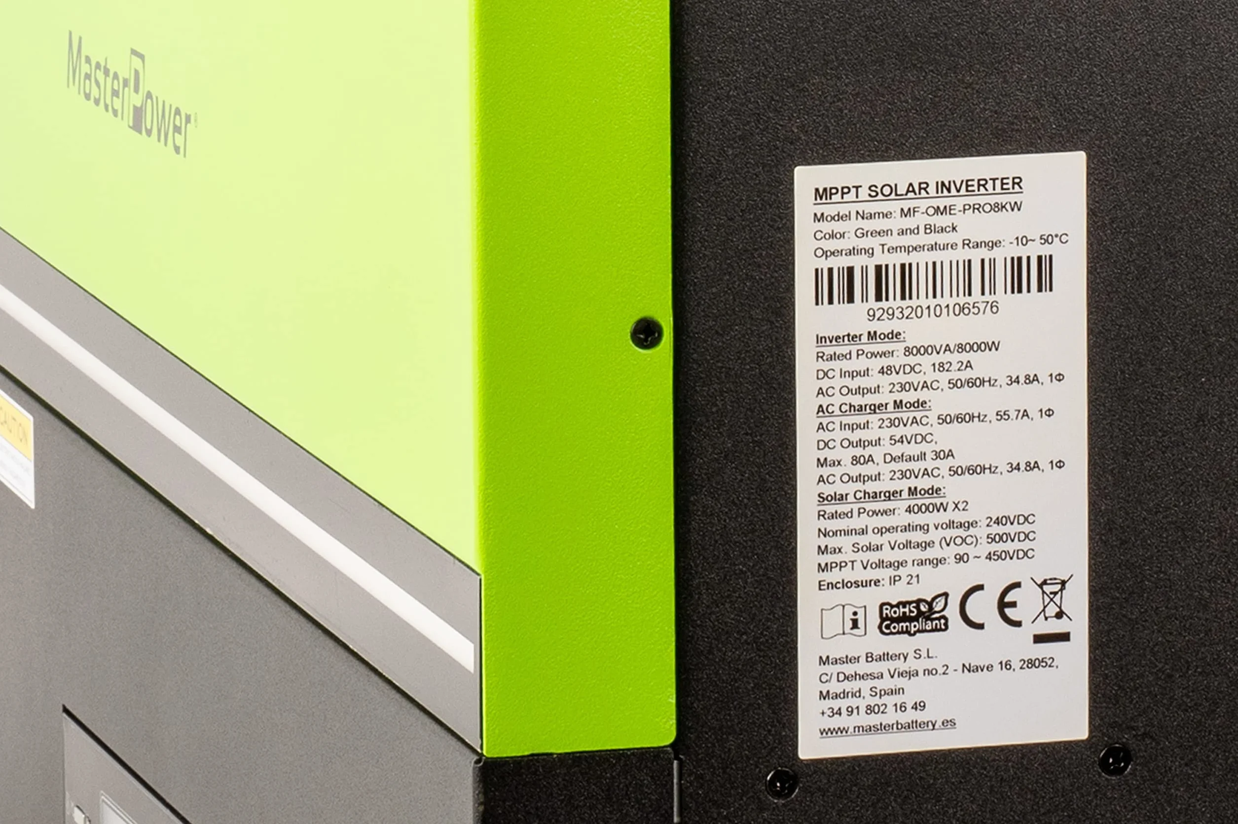 Master U-Power Inversor Cargador Hibrido Pro 8000W 48V Doble MPPT 80Ah Bluetooh Paralelizable 8000w en Paneles