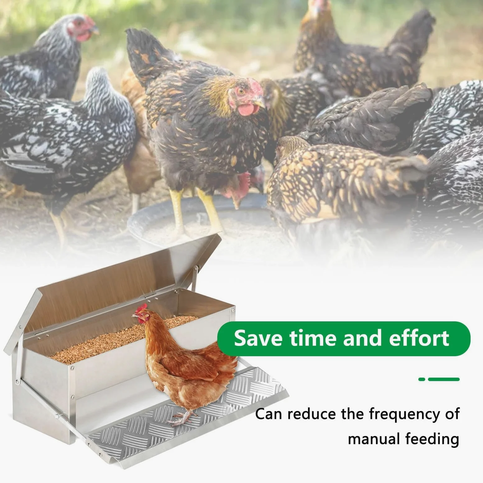 Comedero AutomáTico para Gallinas Comedero con Pedal AutomáTico Interruptor de Gravedad Comedero Gallinas Antipajaros FáCil de Limpiar Comederos AutomáTicos de Pollos con Tapa