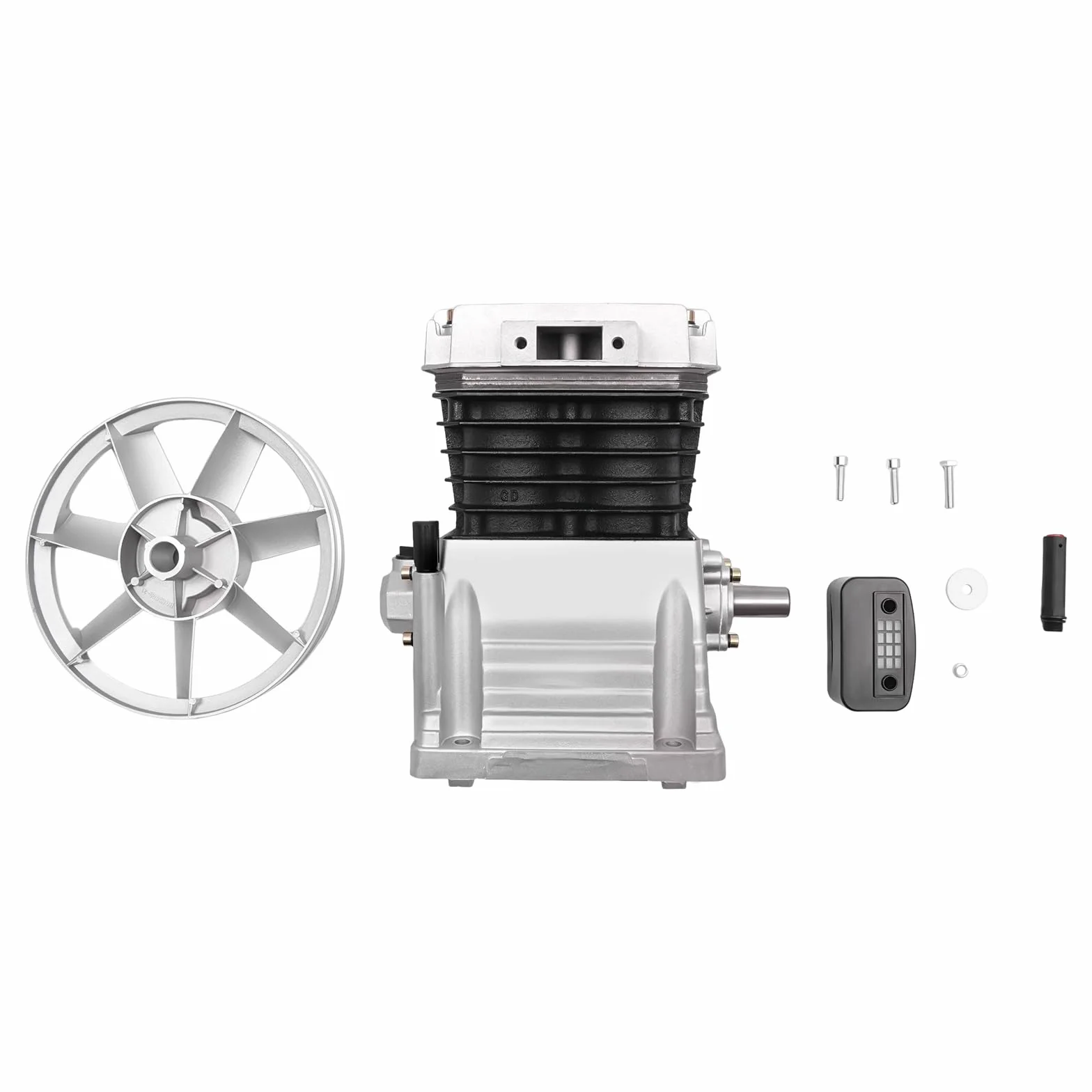 3HP - Cabezal de bomba de compresor de aire, 2065-420L, cabezal de compresor de aire con 2 cilindros y polea, compresor de pistón, silenciador, 250 l/min, 960 rpm, para la extracción de gas, síntesis