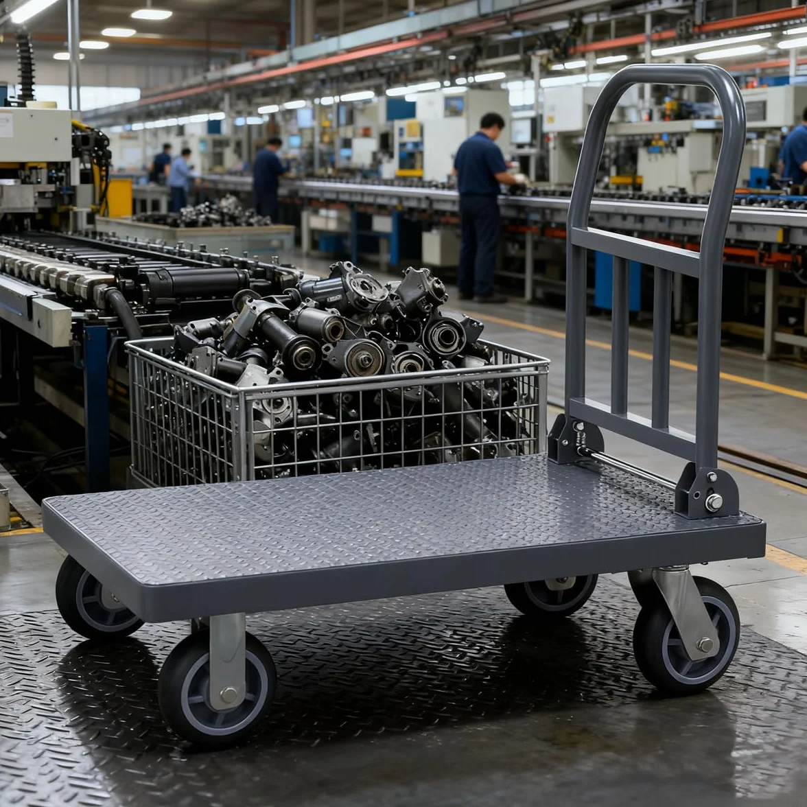 Carro de Plataforma Plegable 500kg Ruedas Grandes Carretilla de Carga Camión de Transporte Carrito Plataforma de Mano Transporte Anticolisión para Mudanzas Almacén Industrial (90 x 60 cm)