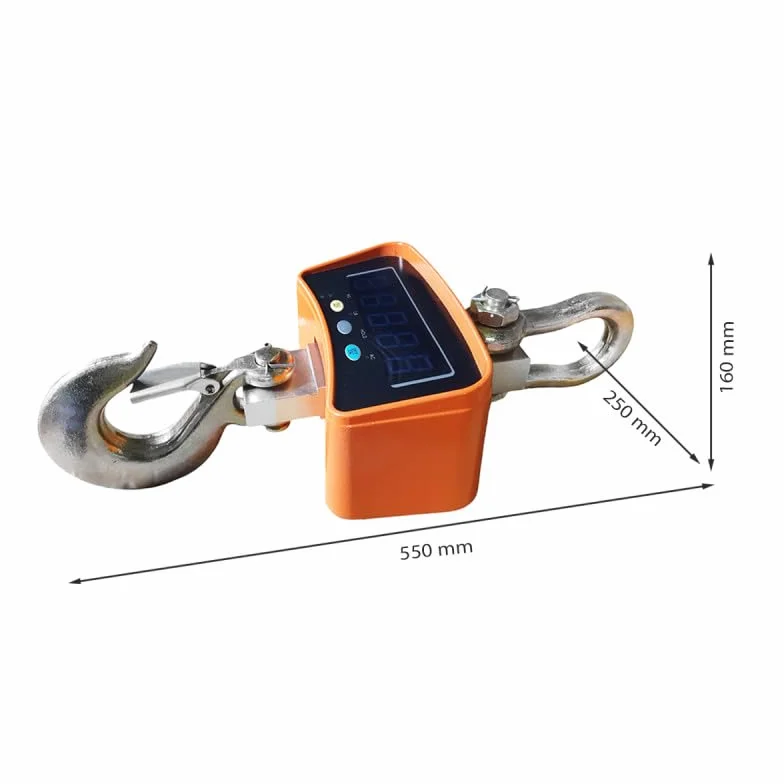 Gancho pesador digital de 5 toneladas – Báscula colgante profesional – Precisión 2 kg – Batería recargable