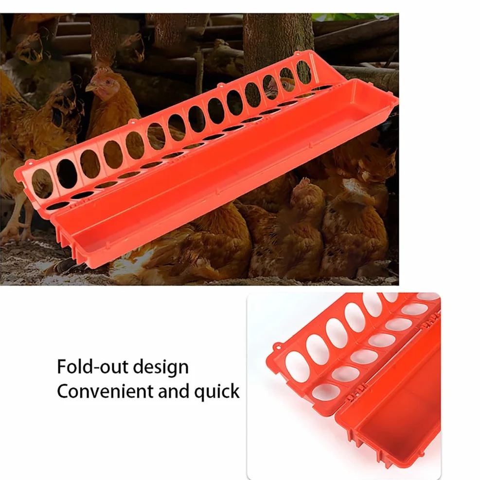 Comedero Abatible para Pollos Comederos para Patos De Exterior Gallineros Comederos Y Bebederos Pollos, Palomas, Patos Y Codornices Pequeños Sin Desperdicio,Rojo,L81.5*H7.5*W20