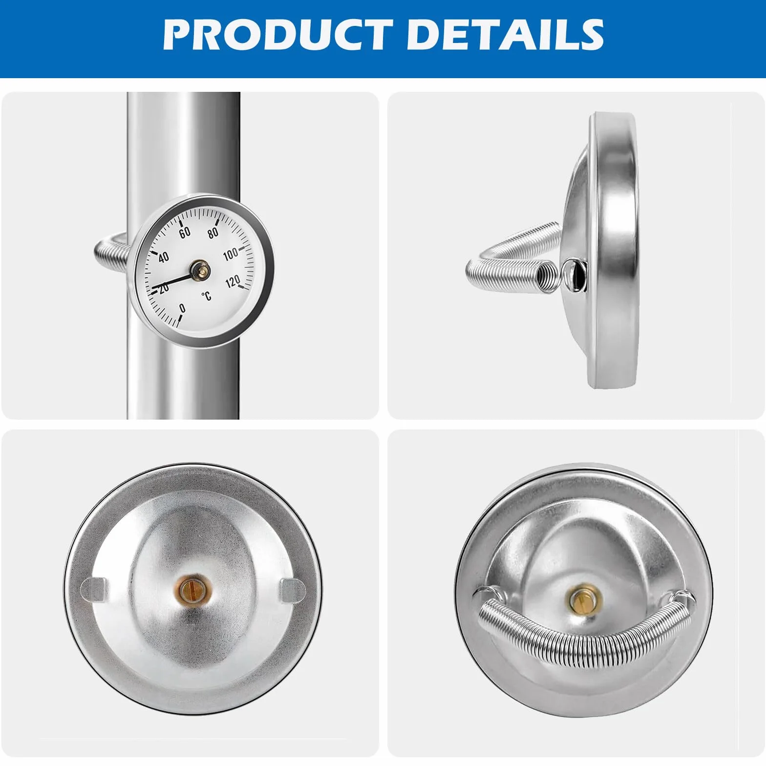 Termómetro para calefacción 0-120°C 63mm industrial 4 unidades