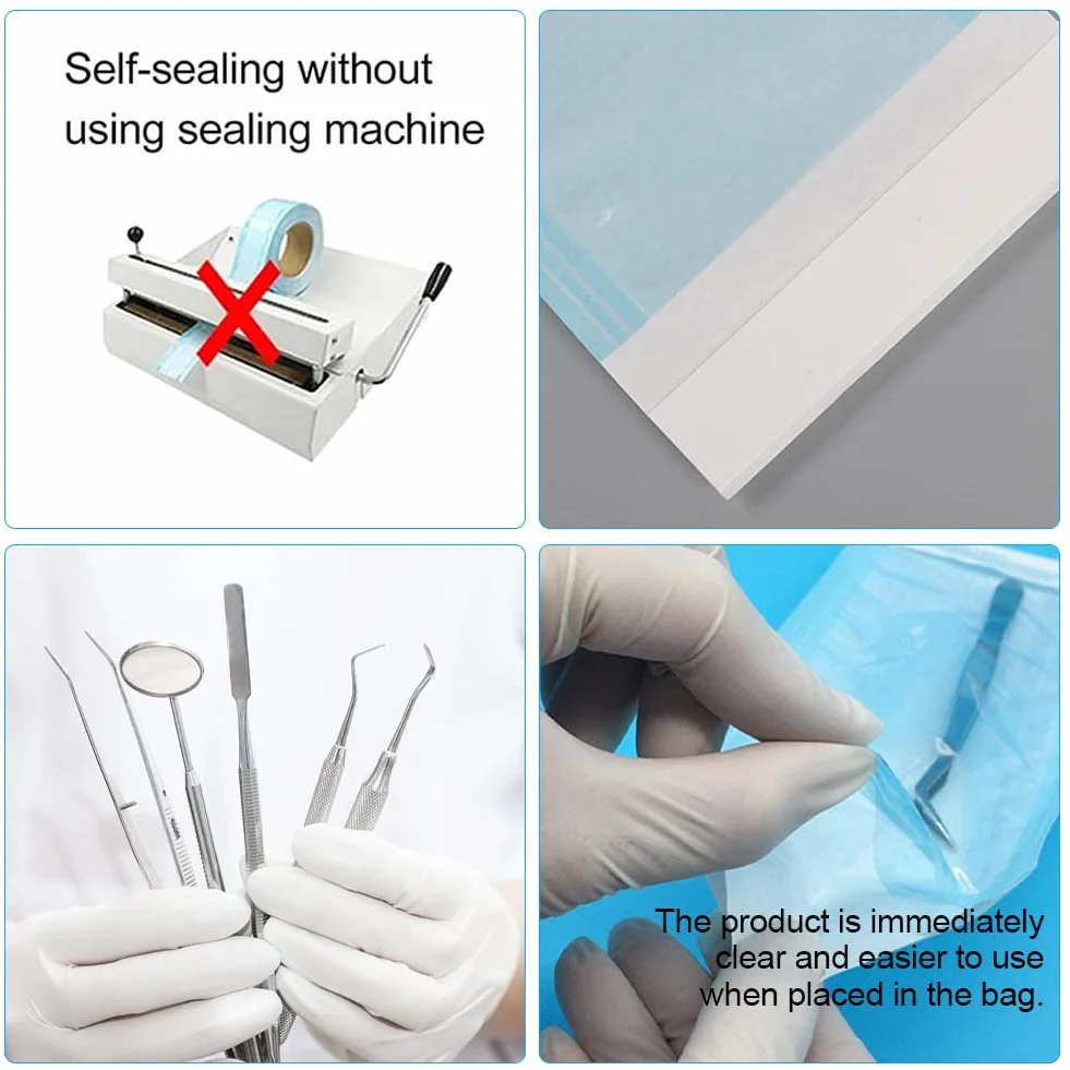 Bolsa de Esterilización Desechable 70x230 mm 100PC para Herramientas Dentales