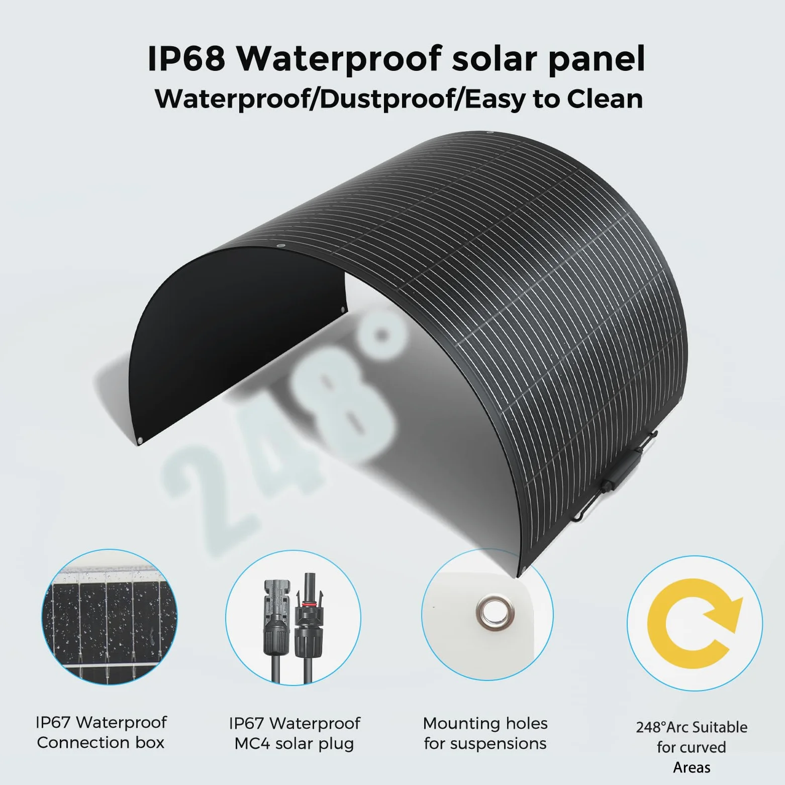 XINPUGUANG Panel solar flexible 12 V 100 W paneles solares flexibles para 12 V Batería, EV, Autocaravana, Marina, Barco, Caravana, Casa