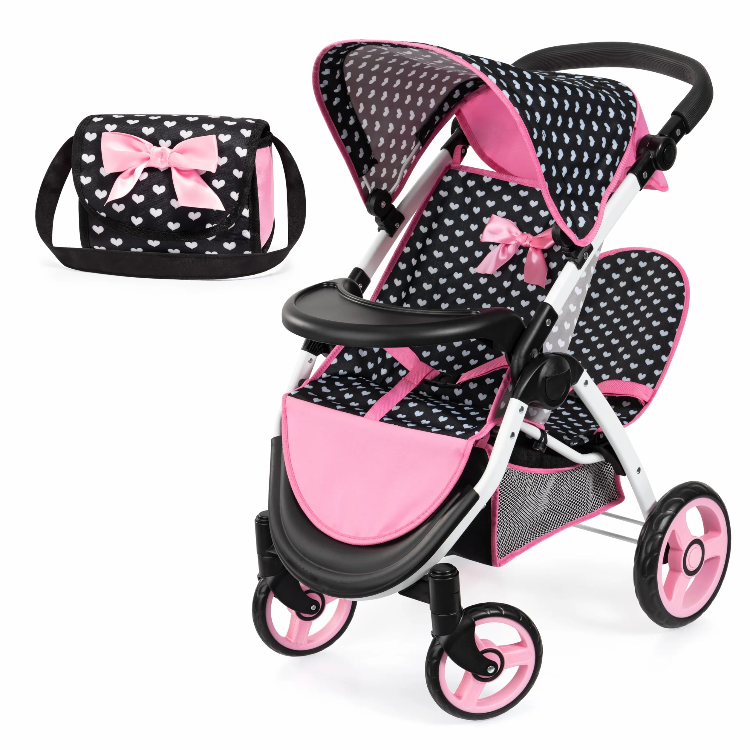 Bayer Design 39460AA Cochecito de muñeca gemelas Carrito Doble Altura Regulable