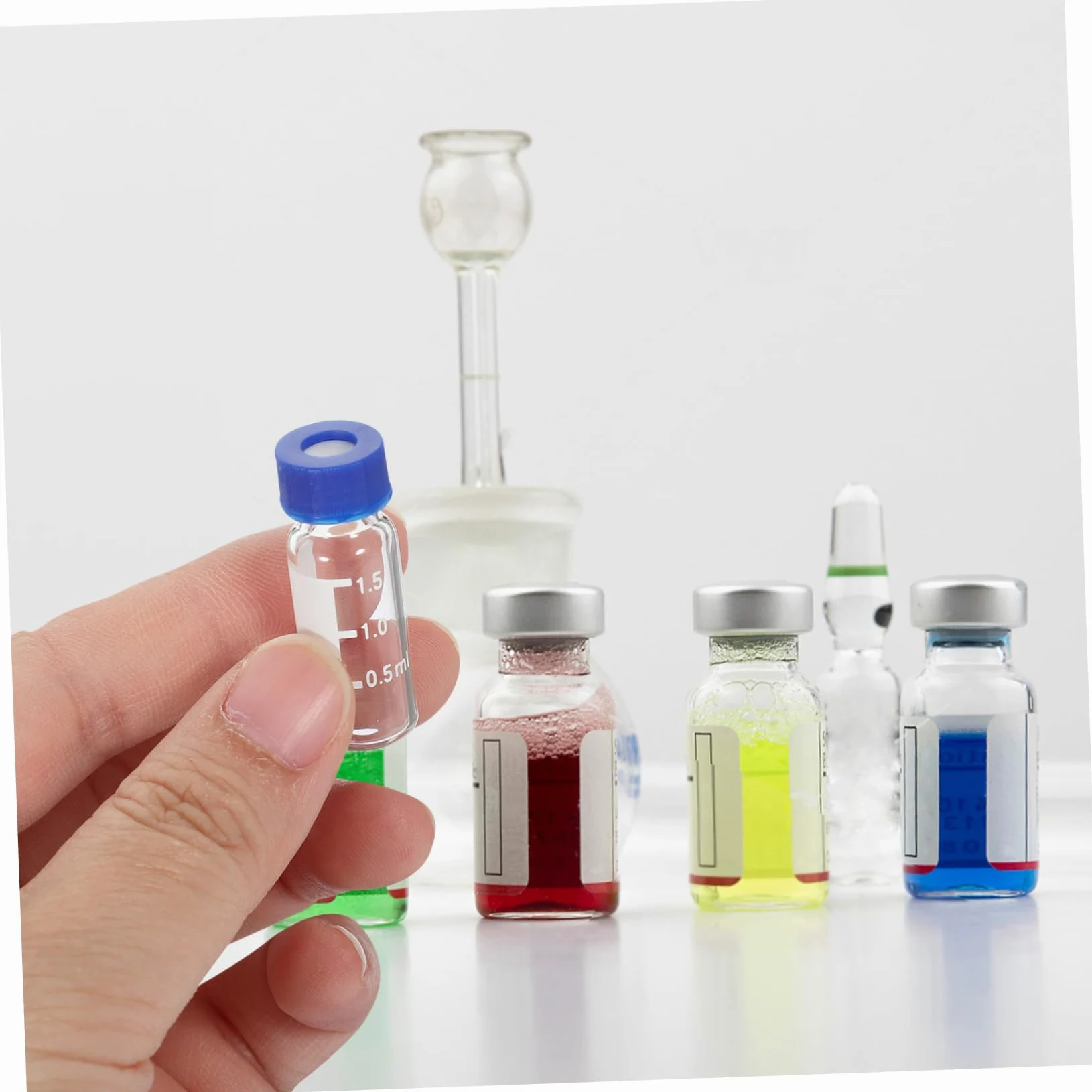Gatuida 500piezas Frascos De Vidrio Tapa De Muestreo Transparentes Con Escala Botellas Pequeñas Para Almacenamiento De Muestras Para Laboratorio y Uso Doméstico