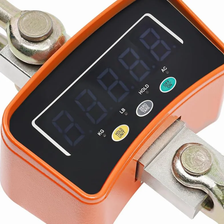 Gancho pesador digital de 5 toneladas – Báscula colgante profesional – Precisión 2 kg – Batería recargable
