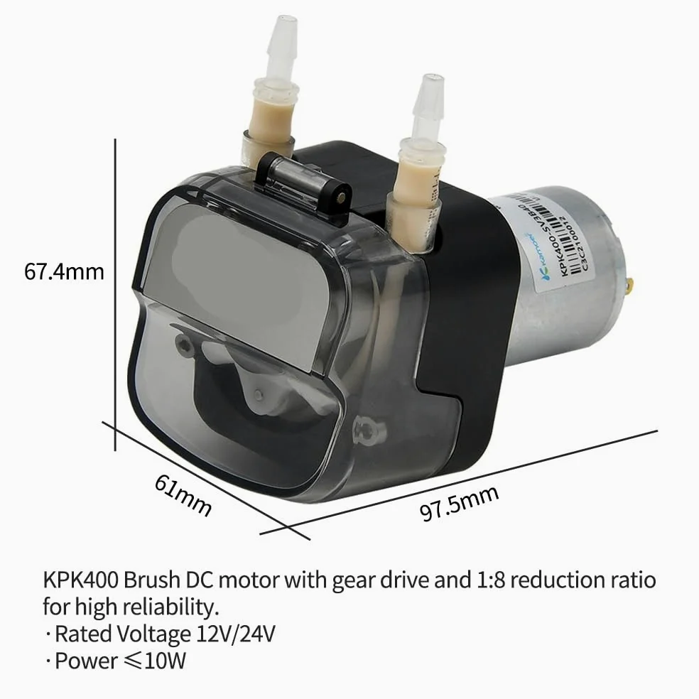 Bomba Peristáltica Bomba peristáltica de alto caudal Kamoer KPK400 400 ml/min, motor 12 V y 24 CC, autocebante, con tubo BPT, dosificadora for laboratorio(Kpk400-sv3b40-24v)