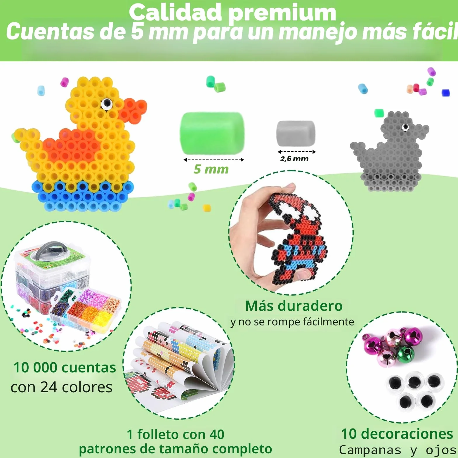Mardo Hama Beads 11500 Piezas 60 Modelos 24 Colores Cuentas para Planchar DIY Joyas Manualidades 3D