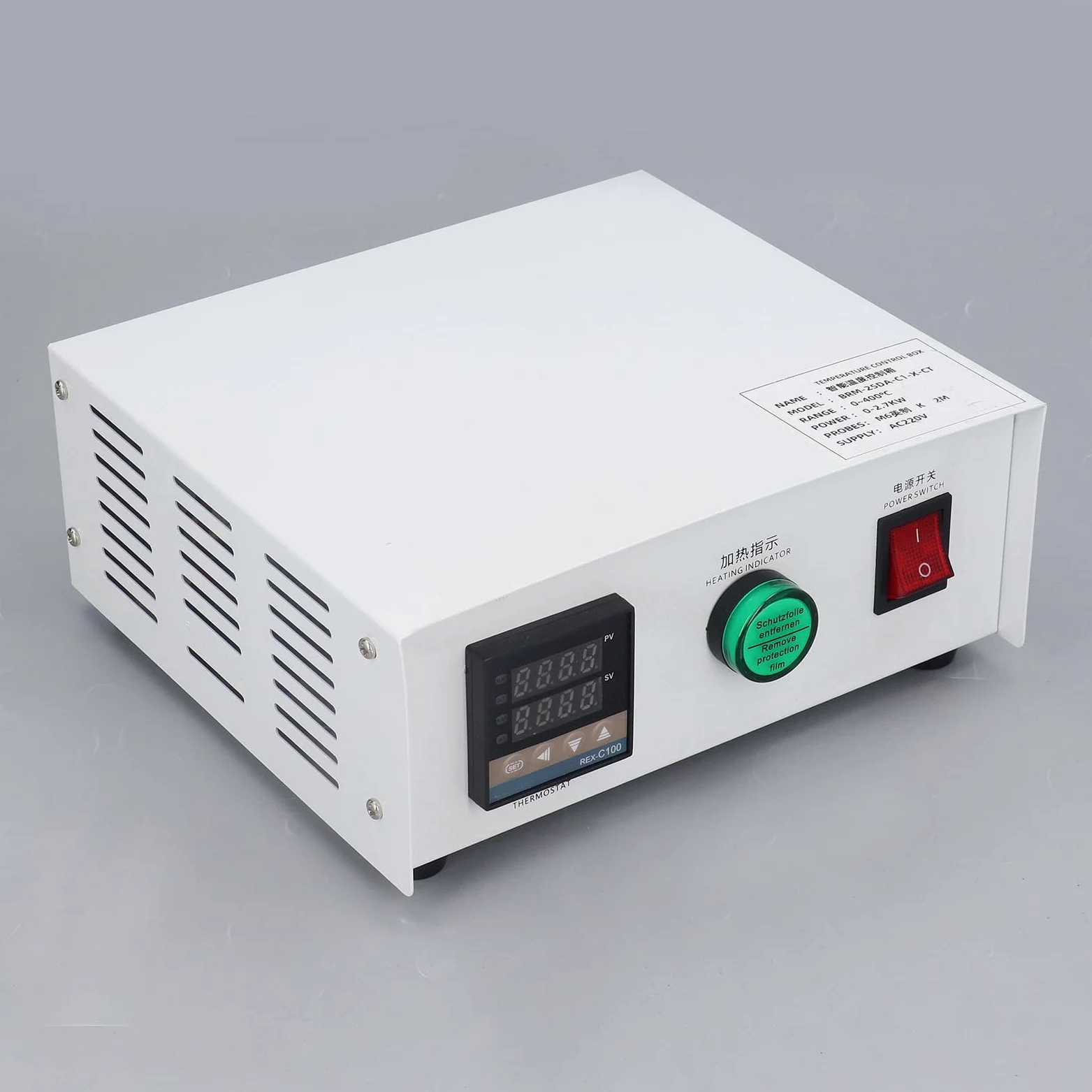 FTVOGUE Caja de Control de Temperatura PID Kit de Controlador de Temperatura Digital de Acero Inoxidable AC220V 32 a 752 Fahrenheit Tipo K Termopar Autoajuste para Hornos Máquinas de Estampado (tío