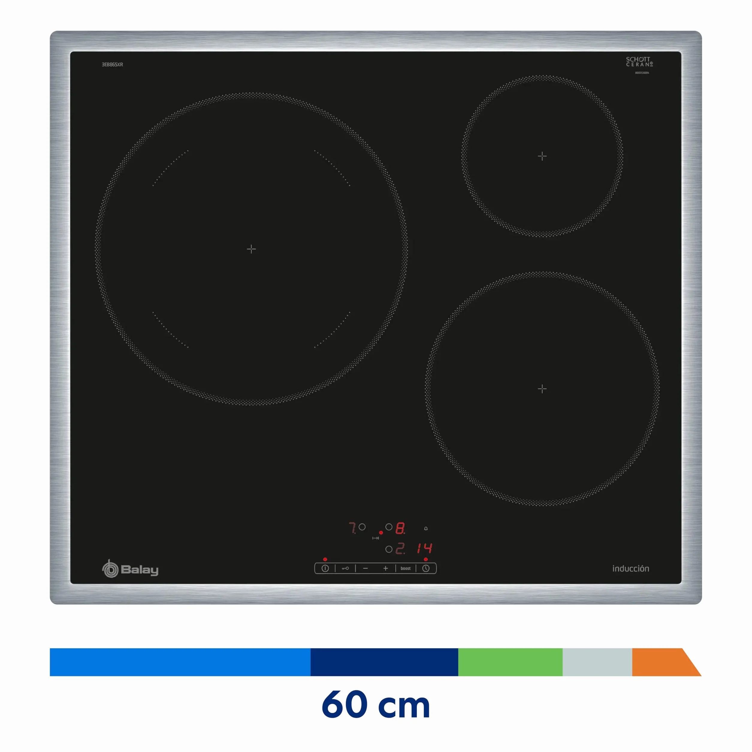 Balay Placa de Inducción 3 Fuegos 60 cm 3EB865XR Negro