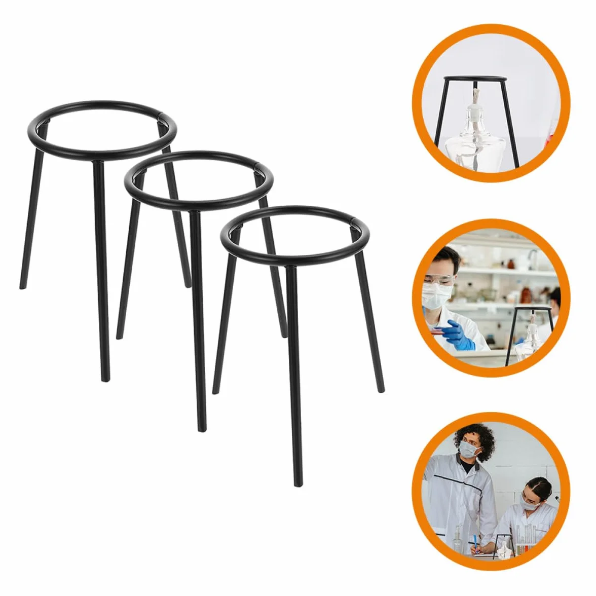 Soporte de Trípode de Hierro para Laboratorio, Paquete de 3 Piezas para Experimentos Científicos