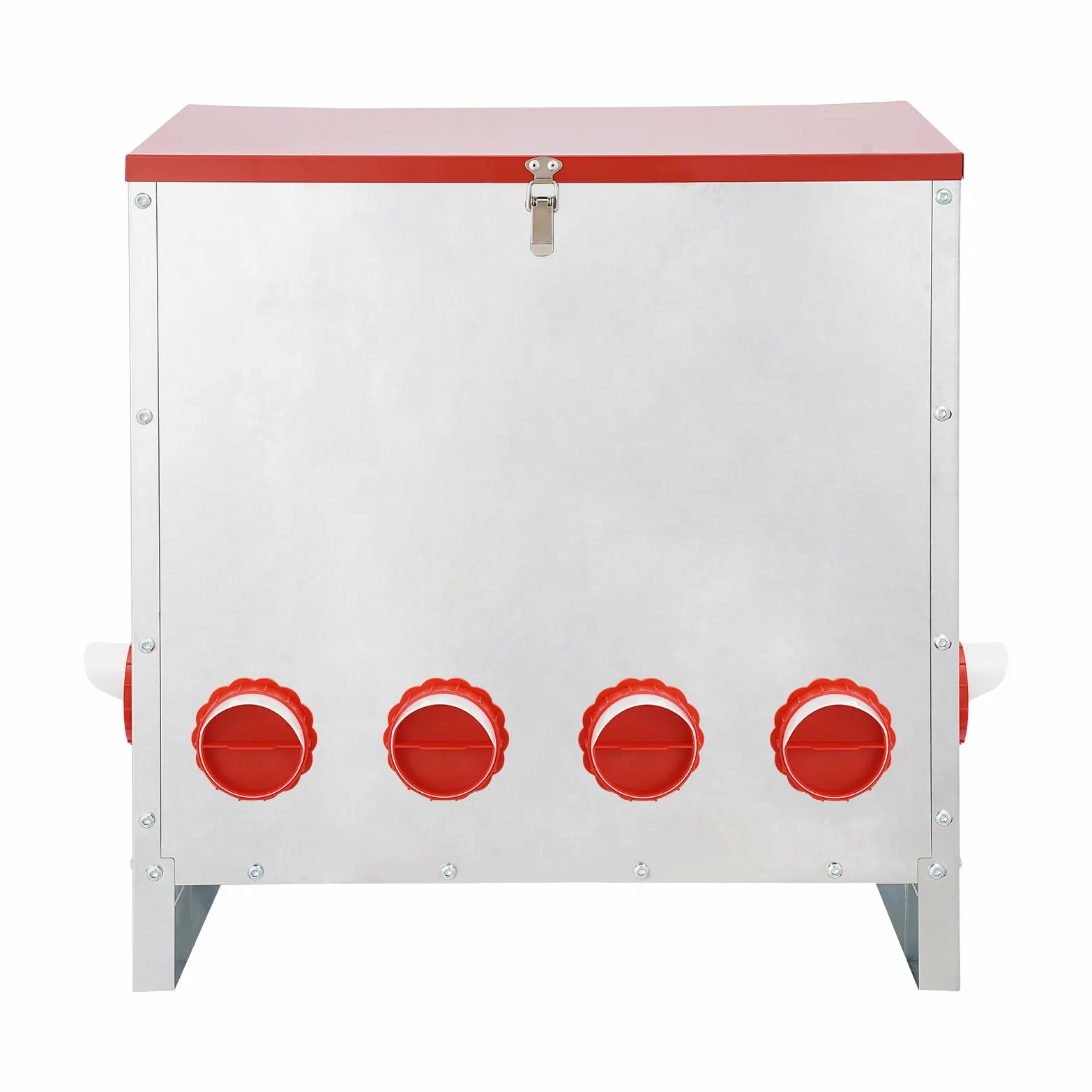Comedero automático para gallinas, 30 kg/66 libras, de metal, con 10 orificios de alimentación y asa, resistente a la intemperie, adecuado para pollos, patos, aves de corral, etc.