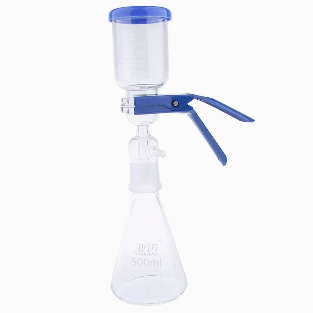 Aparato de filtración de 500 ml, unidad de filtración de laboratorio al vacío con embudo y abrazadera