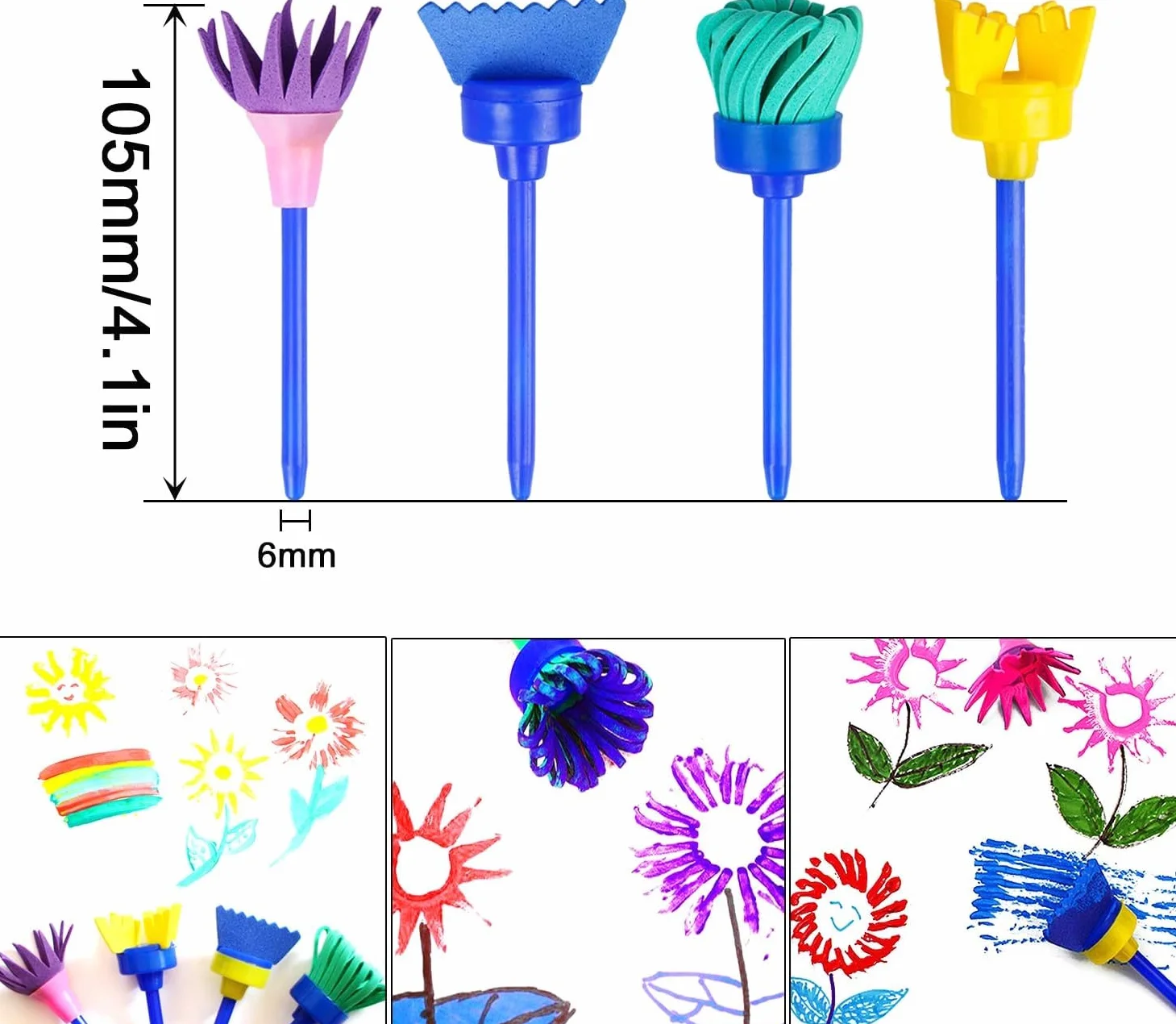 Harxin 30 Piezas Cepillos de Pintura de Esponja Herramientas de Dibujo para Artes DIY