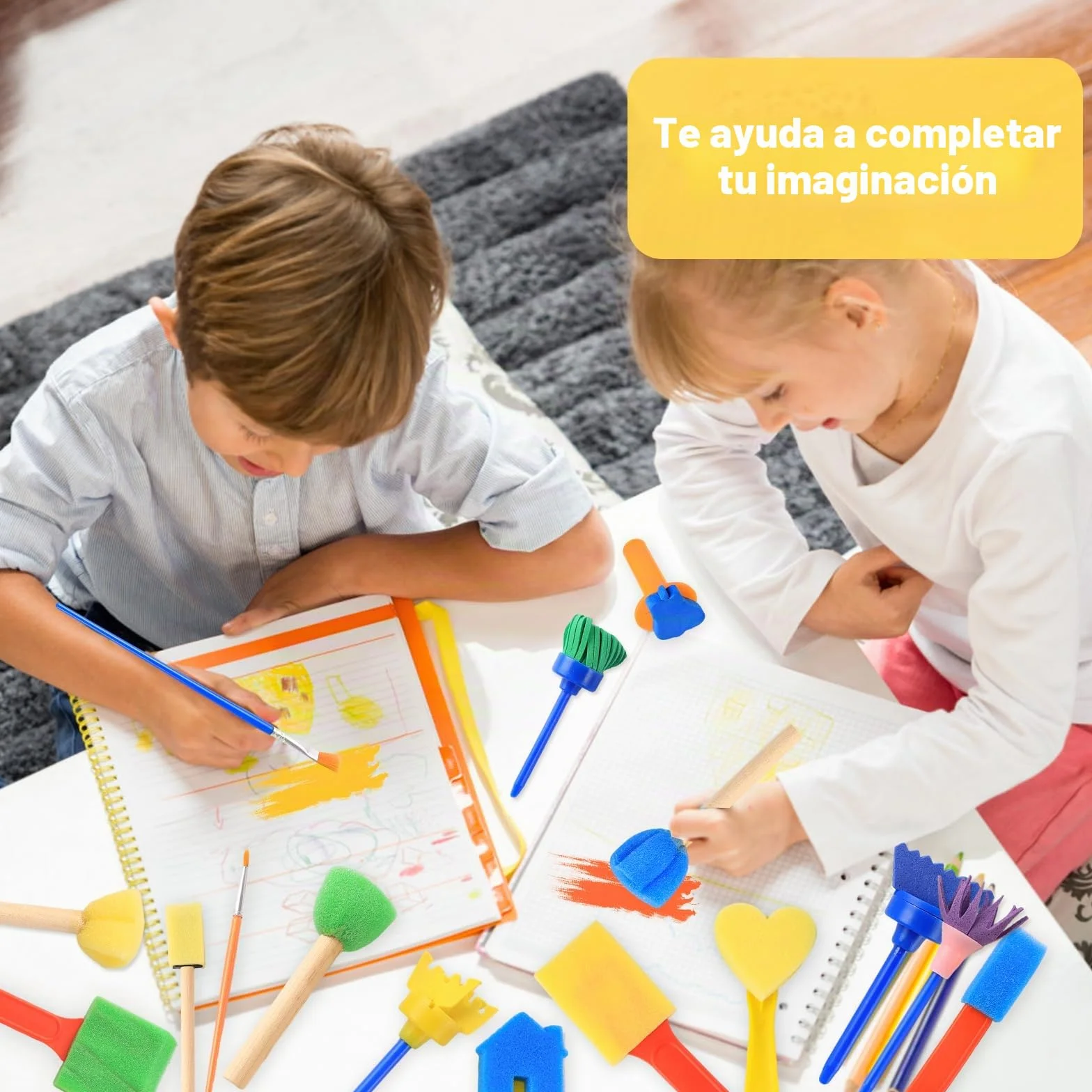 Esponja Pintura Cepillos Kit 30 Piezas Reutilizable Rollo Papel Pintar Pinceles Niños