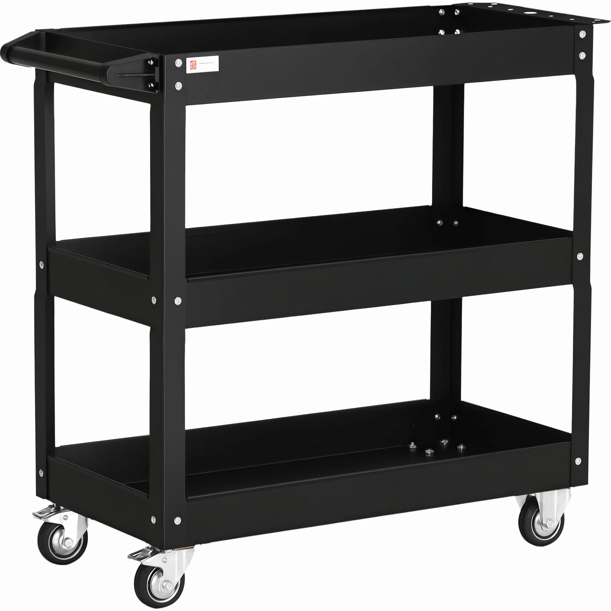 DURHAND Carro de Herramientas con Ruedas 150 kg 83x35,3x76 cm Negro Acero 3 Estantes Taller