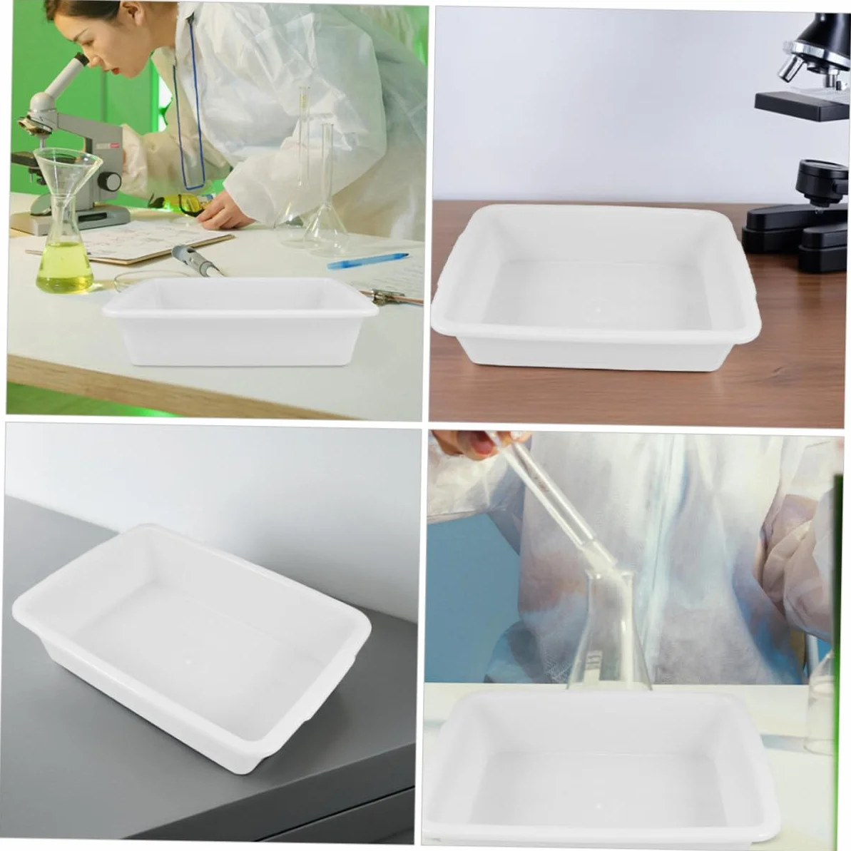 Veemoon Bandeja de laboratorio de plástico pequeña 24x17x6.5 cm resistente a ácidos almacenamiento reactivos químicos