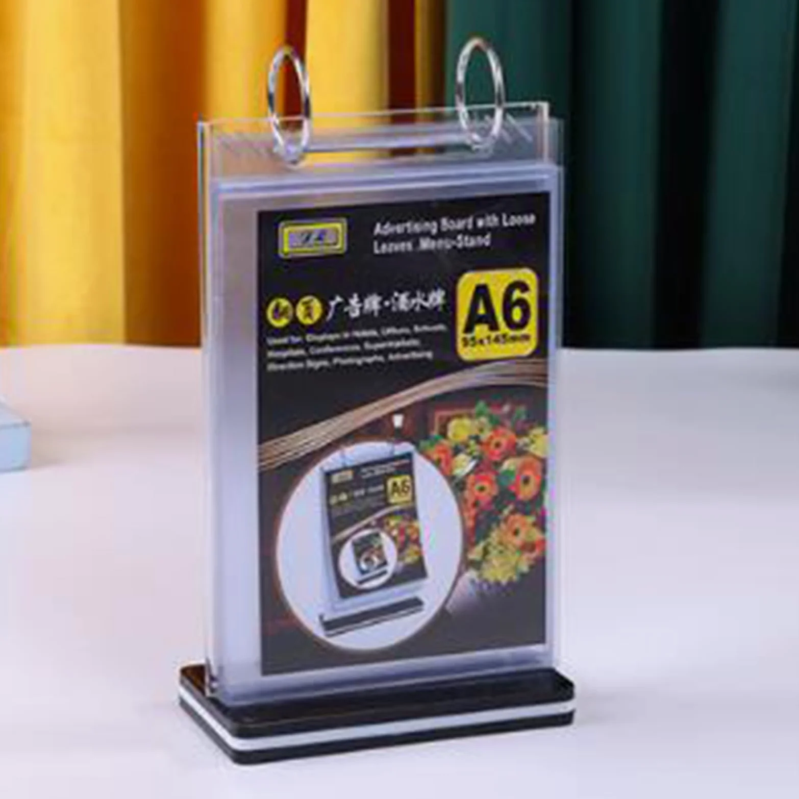 SUPERFINDINGS 3 juegos portamenú plegable de mesa de acrílico A6 titular con 6 páginas 21,5 cm altura portapóster vertical con base para mesas, mostradores de bar y recepción del hotel