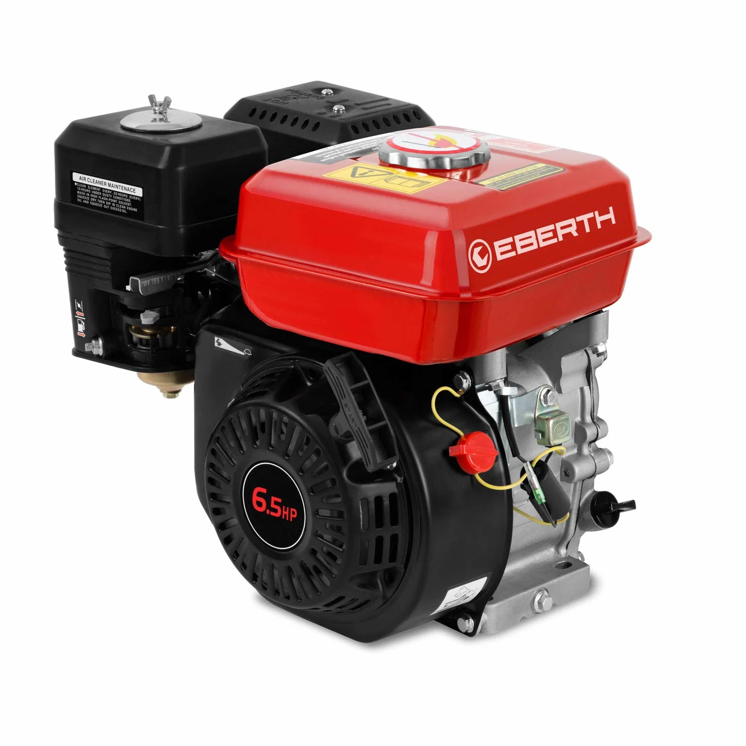 EBERTH Motor de gasolina 6,5CV, motor de gasolina de 4 tiempos con eje Ø 19,05mm, motor de kart con fusible de nivel de aceite, 1 cilindro, 196cc, arranque a tracción, refrigeración por aire