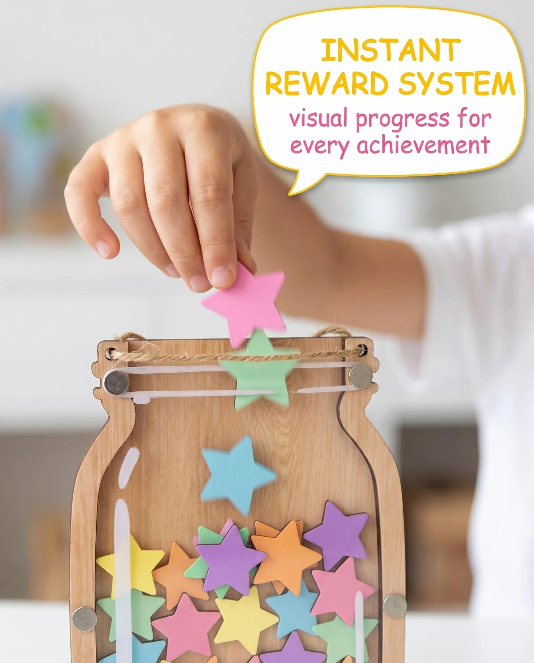 Tabla de Recompensas para Niños con 30 Estrellas y Pizarra Magnética Infantil