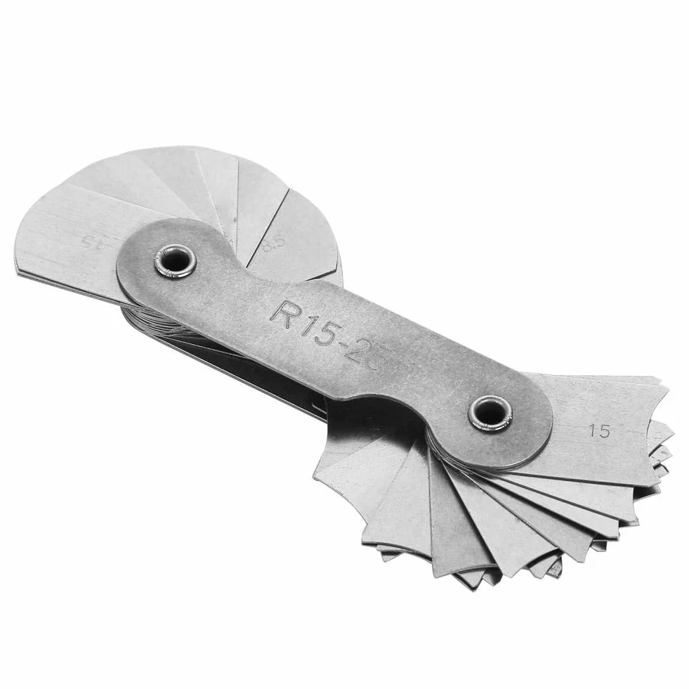 Acero Inoxidable Radius Fillet Gauge Cóncavo Convexo Herramienta de Medición R15-25MM