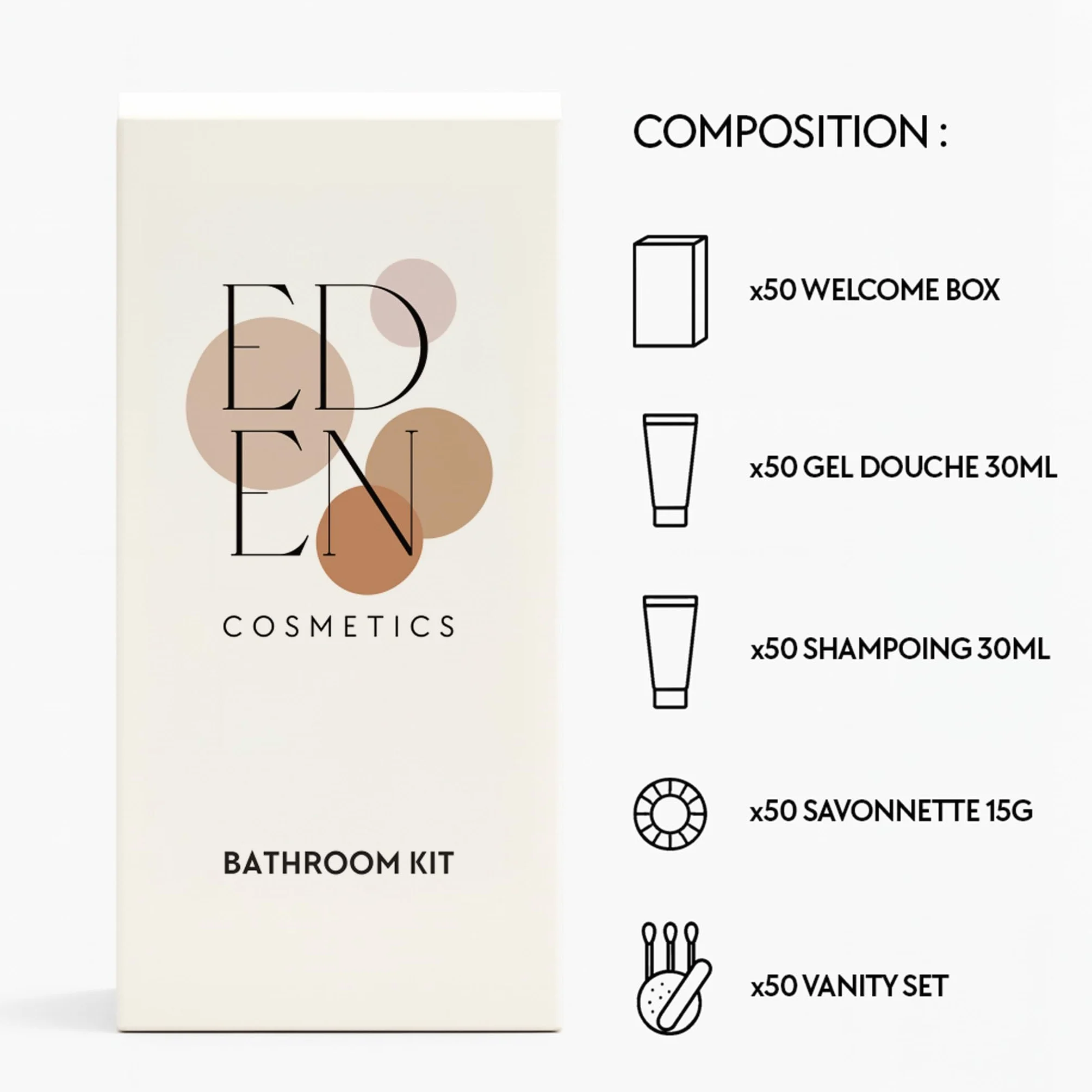 Kit de bienvenida para baño | Ideal para Airbnb & Hoteles | Cosméticos perfumados | 200 juegos completos y listos para usar | Producto de bienvenida