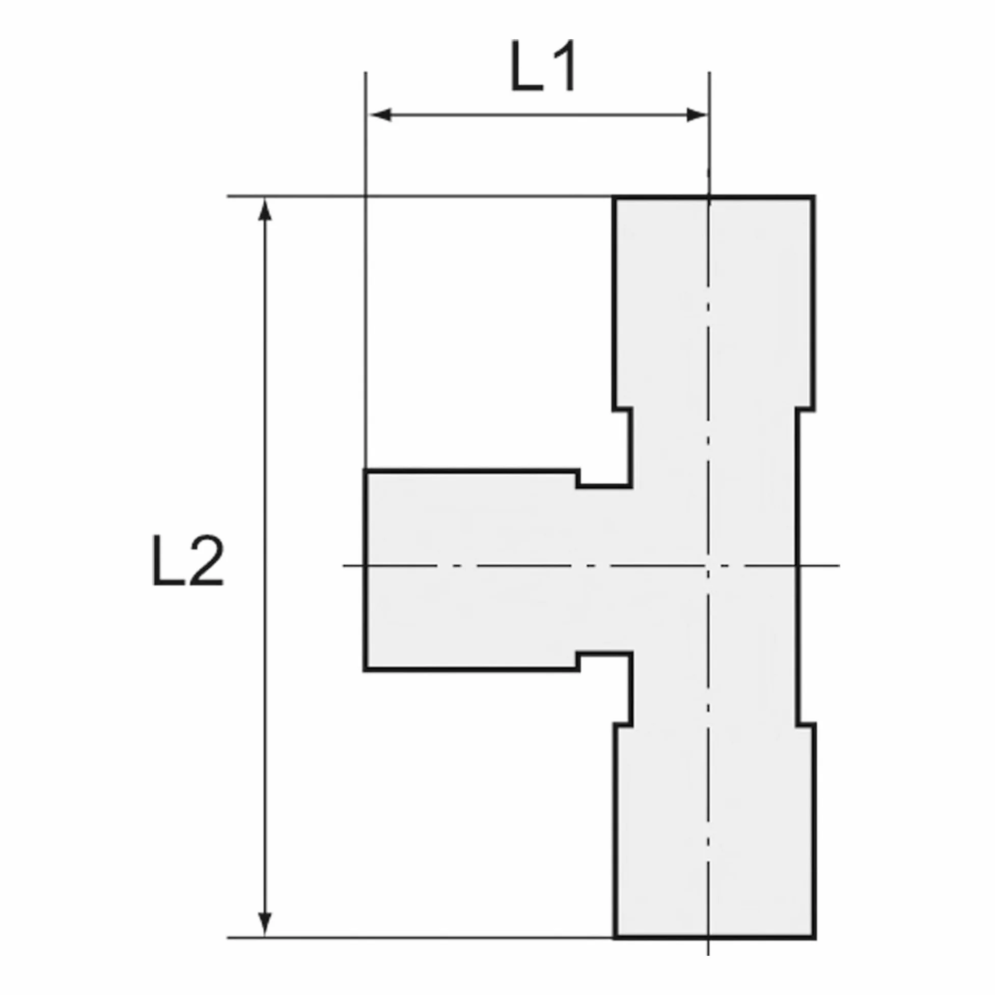 Racor en T, giratorio, forma de L, G 3/8 A, para manguera de diámetro exterior de 8 mm, presión de trabajo máx. 20 bares, acero inoxidable 1.4404.