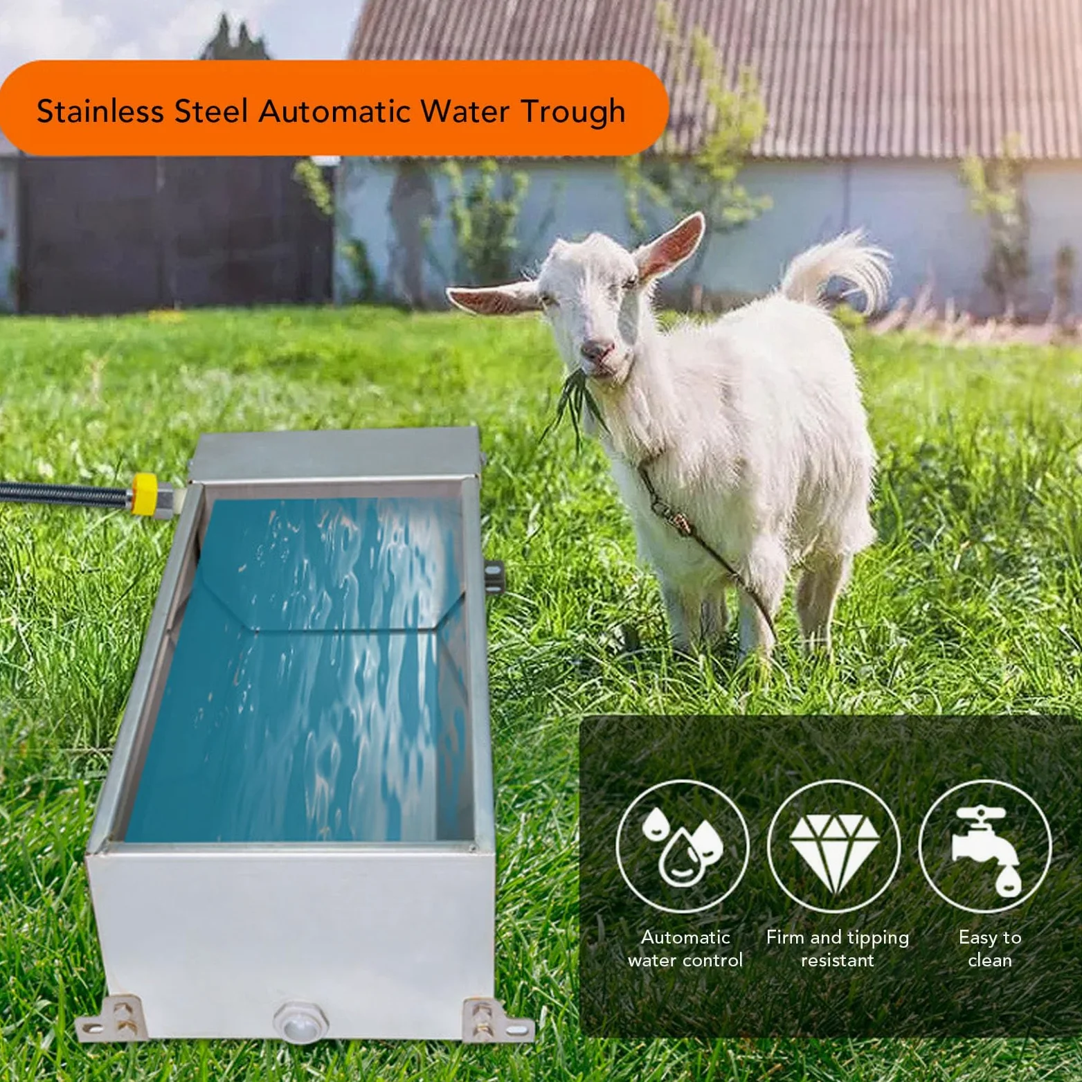 Fockety Bebedero Automático para Ganado, Acero Inoxidable, Gran Capacidad, Bebedero Automático para Ganado, Bebedero para Animales, Cuenco de Agua Automático para Pollo, Pato, GooC