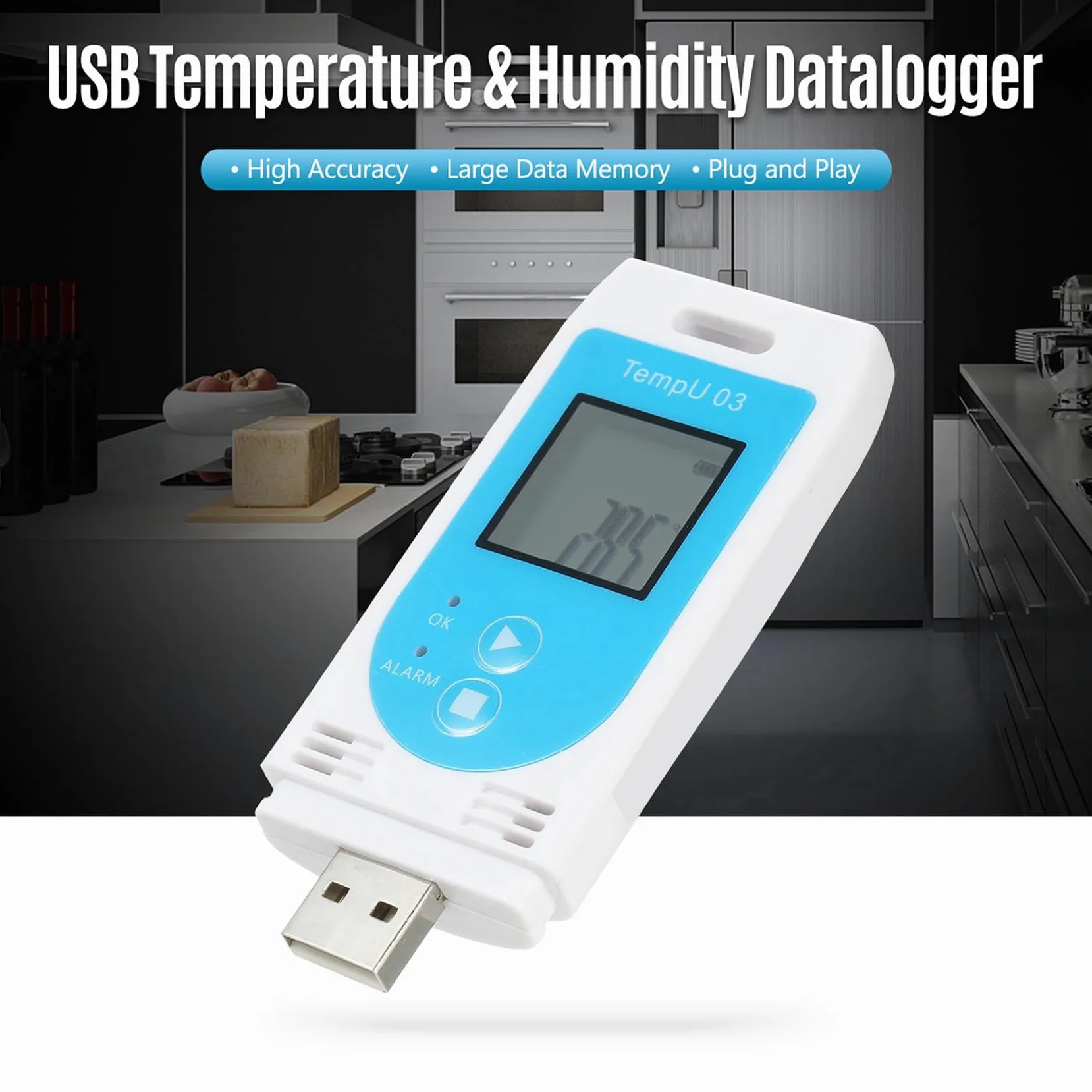 5X TempU 03 Registrador de Datos de Temperatura y Humedad USB Reutilizable RH TEMP Registrador de Datos Medidor de Registro de Humedad