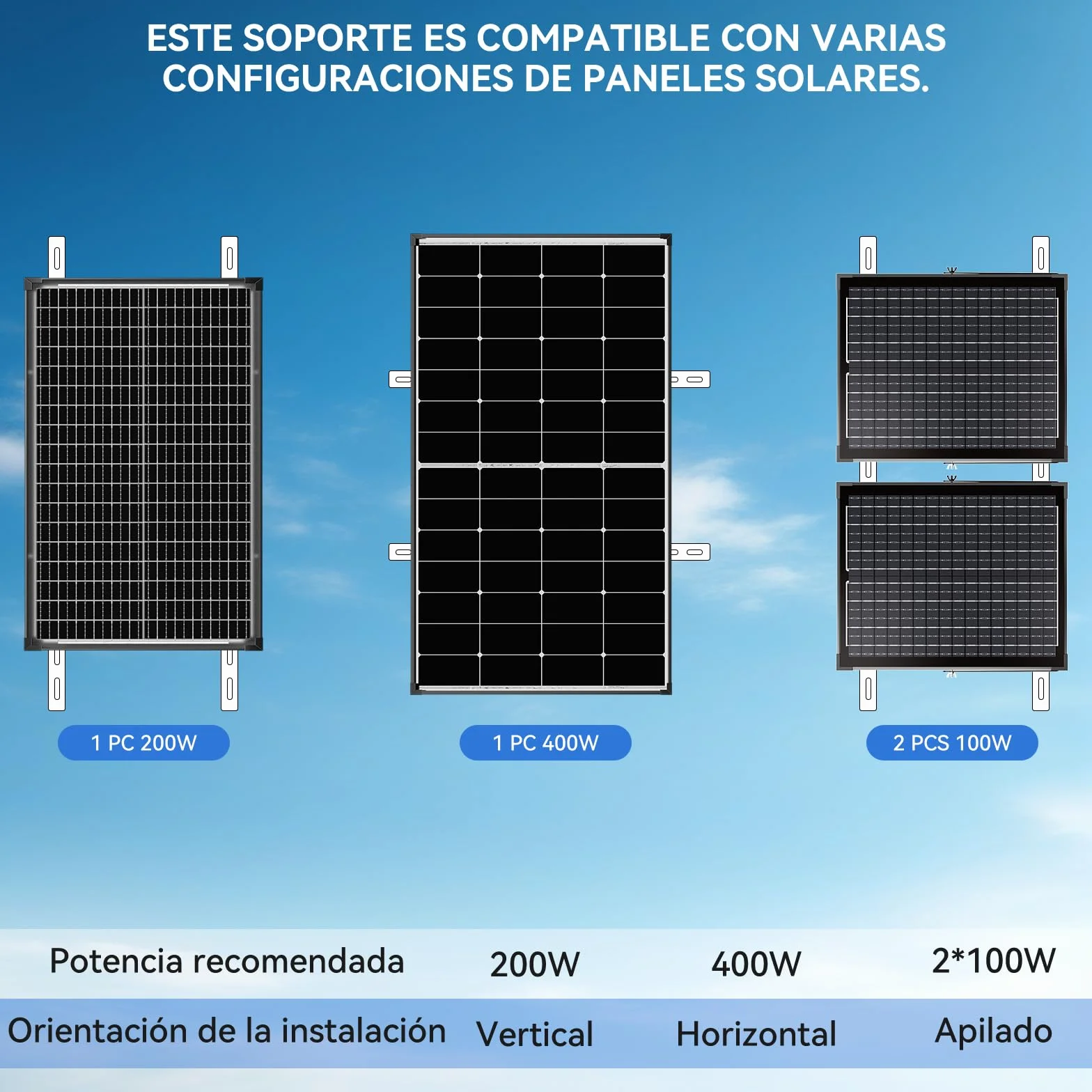 4 juegos de 47 pulgadas de anodización de 47 pulgadas, soportes de montaje ajustables para panel solar, patas inclinables plegables, soporte de paneles solares de 100, 200, 300, 400, 500 W, 4-8 (4PCS)