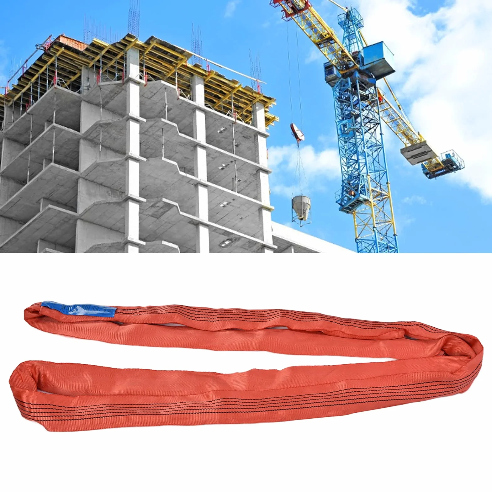 Eslinga de elevación Redonda 5T, Correas de Correas de grúa de Bucle sin Fin PES, Ancho 75 mm, 5 Metros, cinturón de elevación Resistente, Equipo de elevación (5m) 16.40ft