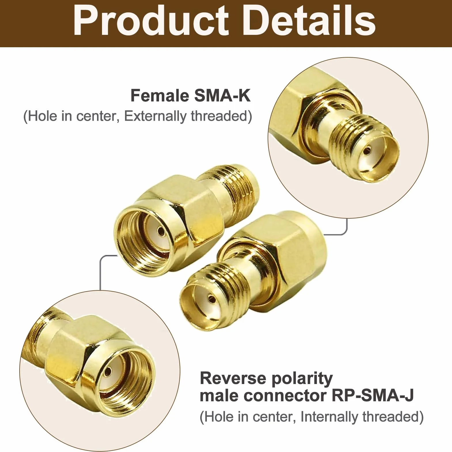 4 Piezas Adaptador Coaxial SMA RF Conector Antena TV SMA Macho a RP-SMA Hembra SMA Hembra a RP-SMA Macho para Wi-Fi FPV