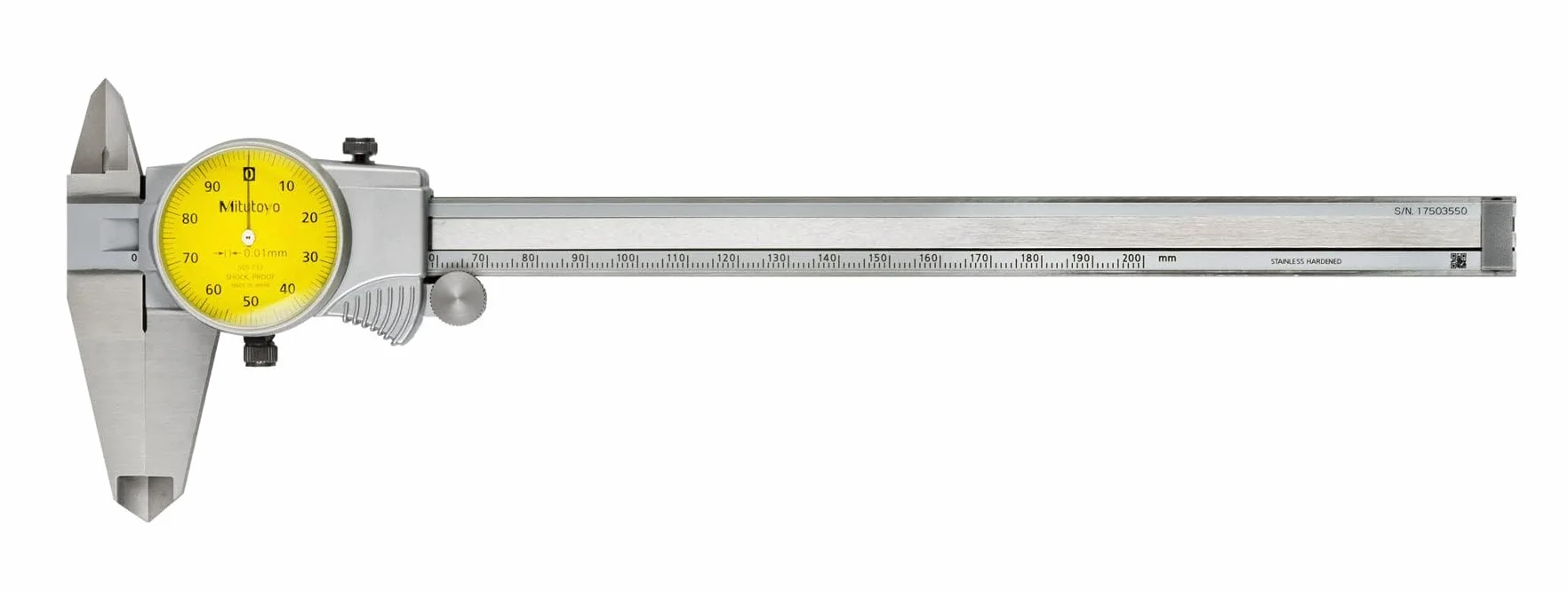 Mitutoyo 505 – 733 serie 505 Dial Pinzas, 0,03 mm Exactitud, 1 mm Gama por Rev, 0 Mm-200 mm gama